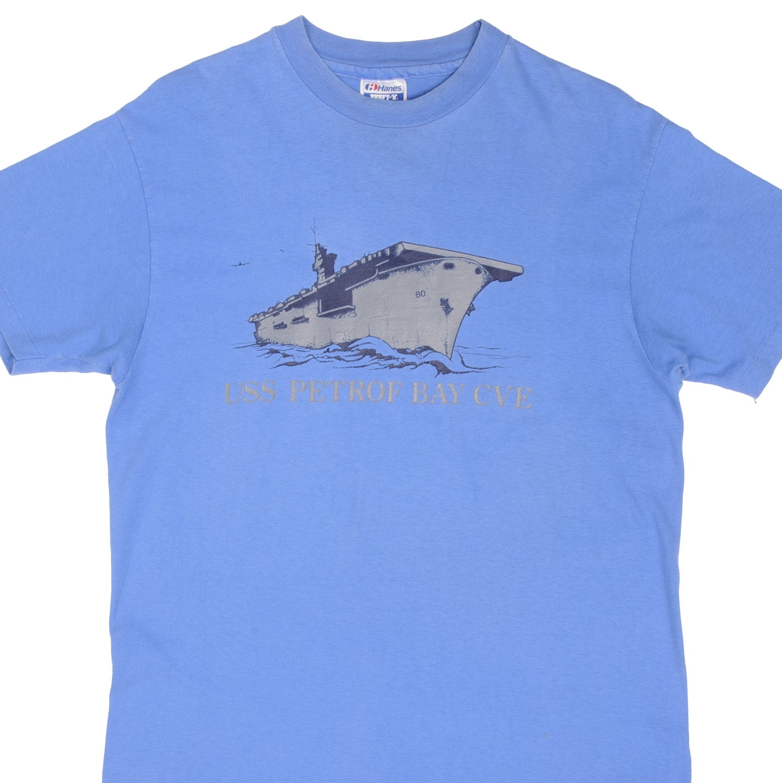 Vintage US Navy USS Petrof Bay CVE T-Shirt - Medium Size - Made in USA - 1980s Navy Military Tee - Perfect for Veterans, History Buffs & Retro Fashion Lovers