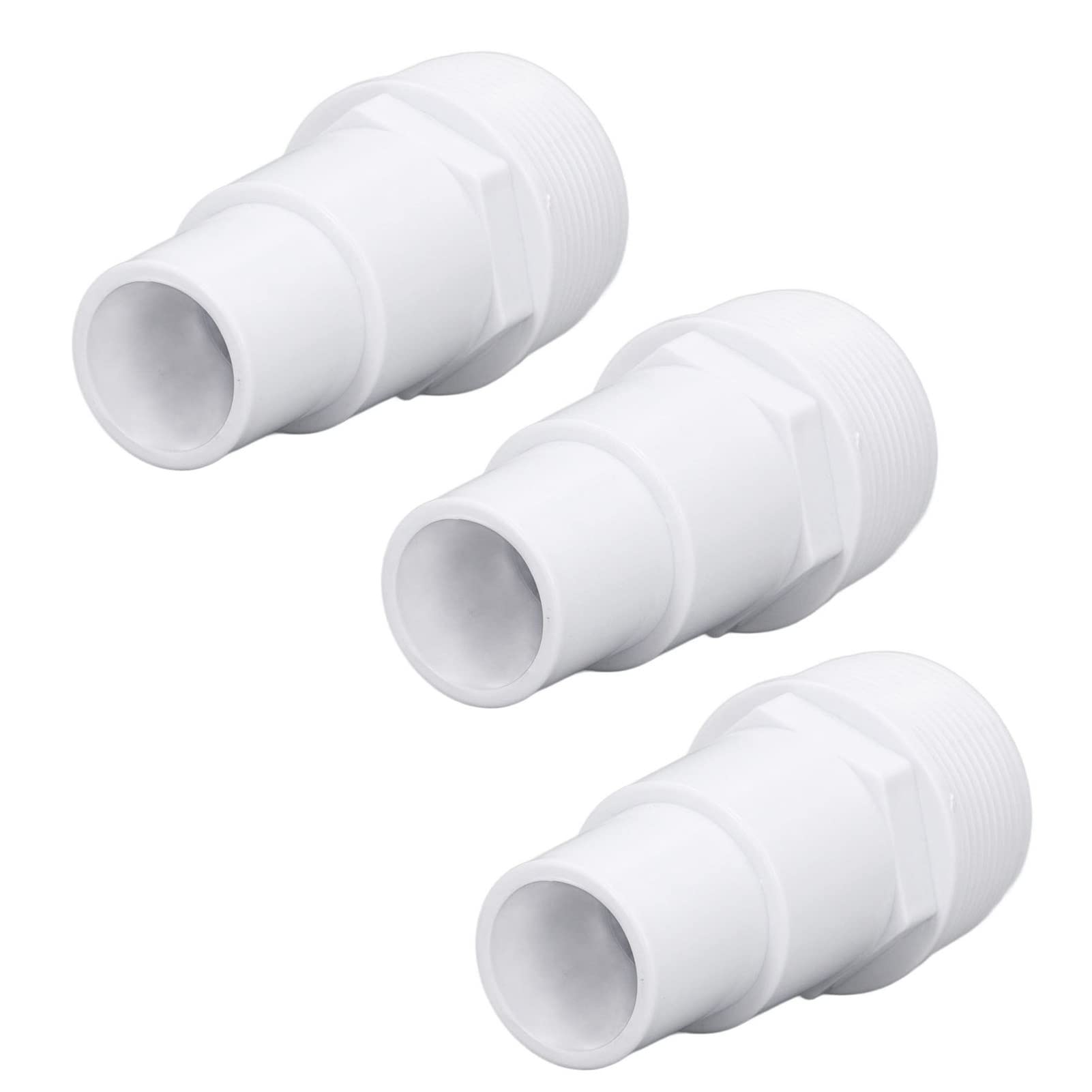 TOPINCN Pool Hose Adapters 3PCS - G1-1/2 Male Thread Connectors for Swimming Pool Pumps, Filters & Maintenance Kits - Durable White Plastic Replacement Parts