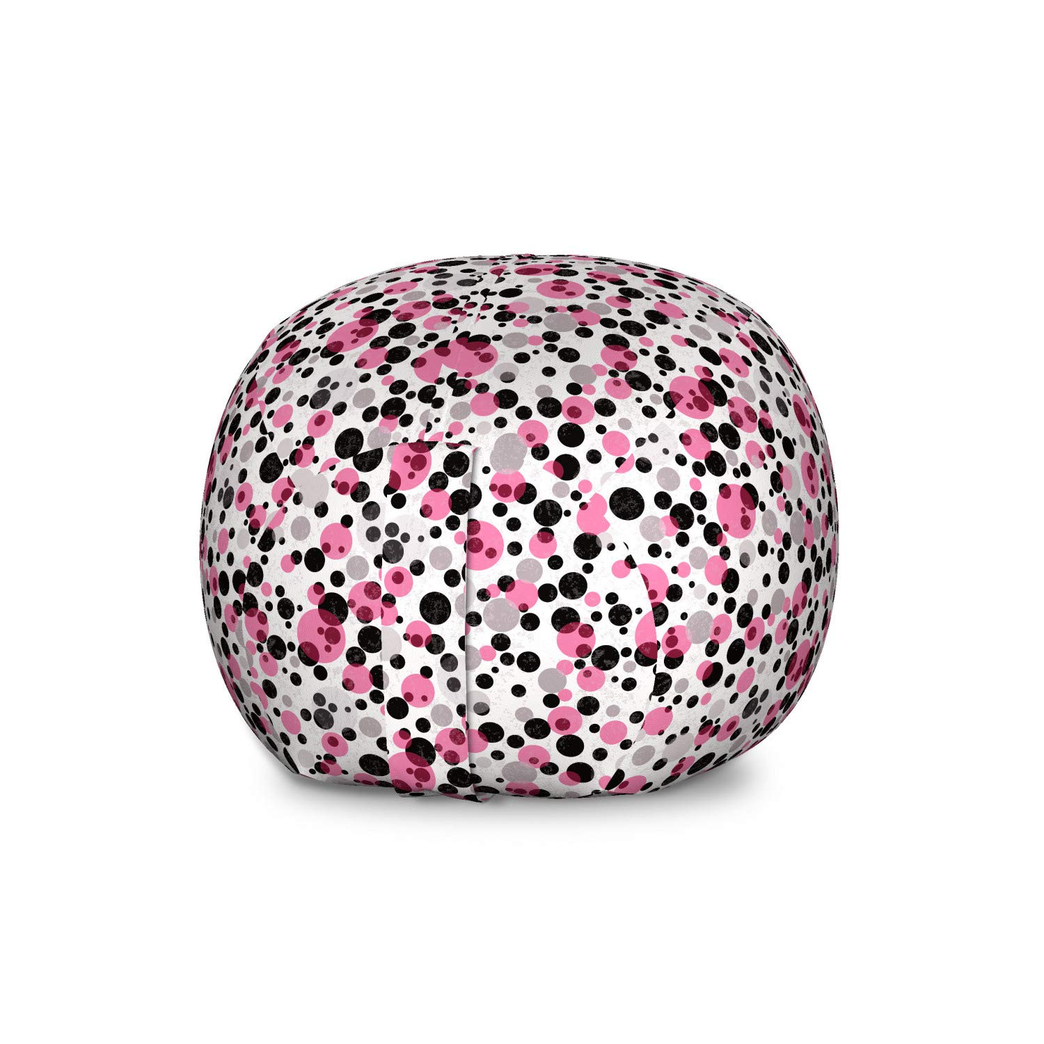 Ambesonne Pink and Grey Storage Toy Bag Chair - Large Washable Stuffed Animal Organizer with Retro Bubbles Circle Dots Abstract Design | Perfect for Kids' Room, Playroom & Nursery Organization