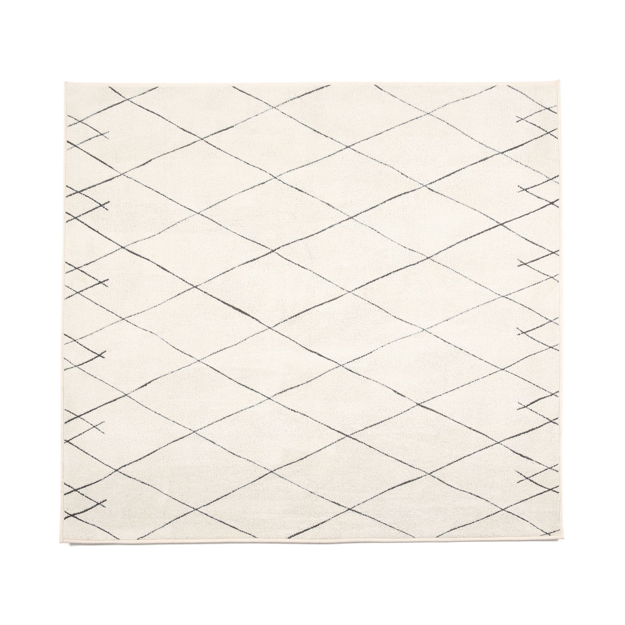Lattice Carpet Rug Large Ivory 1900x1900mm - Bohemian Style Area Rug for Living Room, Bedroom & Home Decor