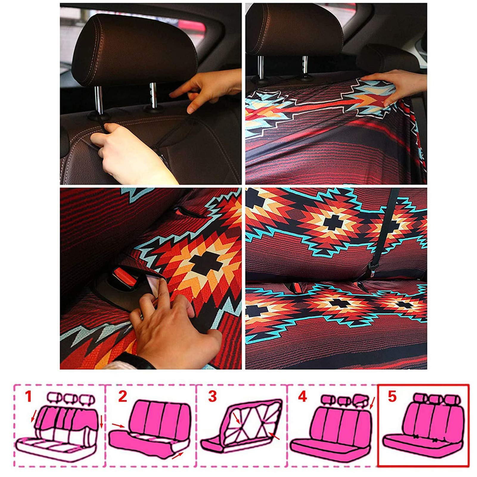Belidome Hummingbird Car Seat Covers Full Set - 4PC (2 Front + 2 Back) Stretchable Protective Cushion for Women | Soft Comfort Auto Accessories & Interior Decor | Perfect for Daily Commute, Road Trips & Car Protection