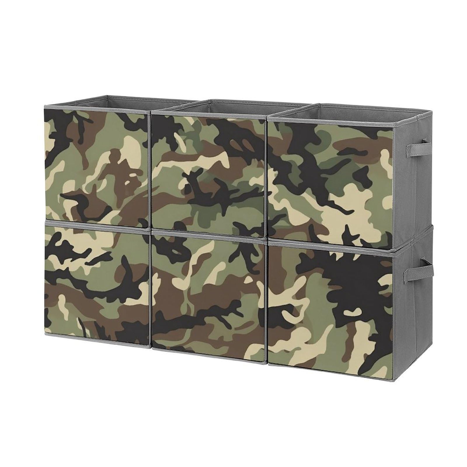 6-Pack Camouflage Collapsible Storage Bins with Handles - Large Closet Organizer Baskets for Clothes, Toys & Home Organization | Perfect for Bedroom, Nursery & Closet Storage