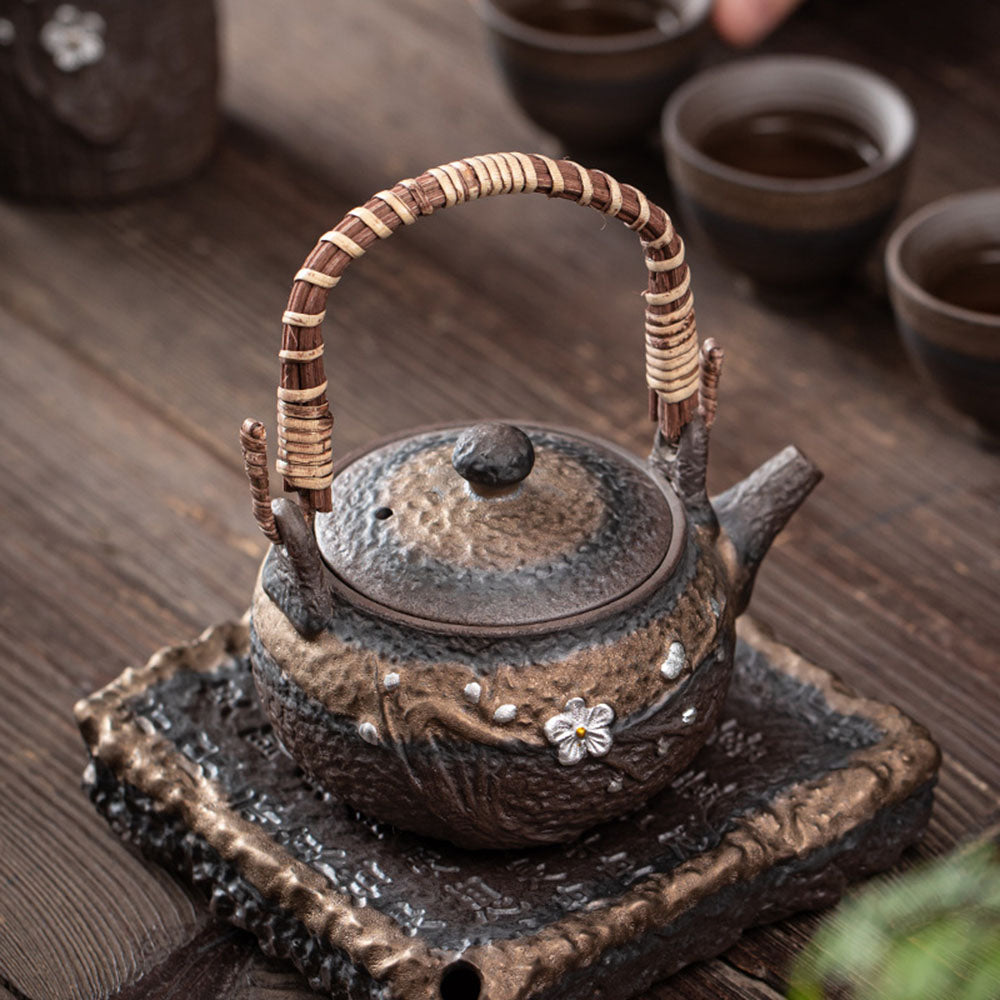 Japanese Handmade Iron Glazed Teapot - Traditional Cast Iron Kyusu for Green Tea, Matcha & Herbal Brewing - Perfect for Tea Ceremonies, Home Use & Gifts