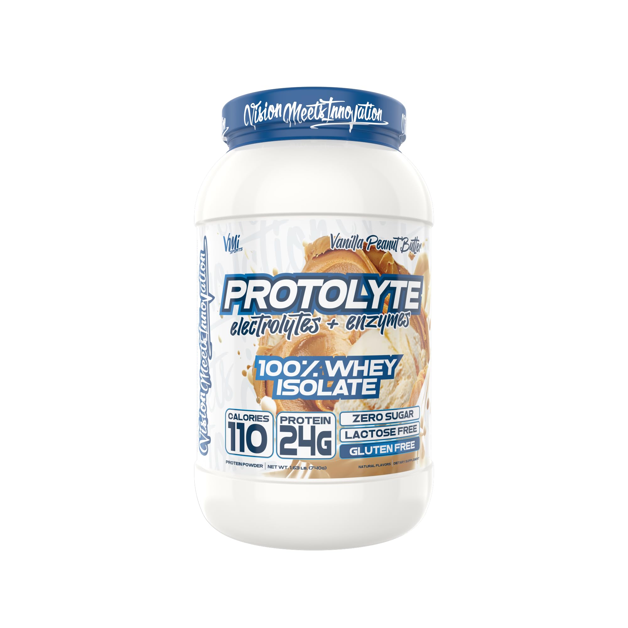 VMI Sports ProtoLyte Whey Isolate Protein Powder - Low Calorie Whey Protein for Weight Loss & Muscle Building with Digestive Enzymes | Non-GMO, Gluten Free | Vanilla Peanut Butter Flavor 1.6lb - Perfect for Post-Workout Recovery & Healthy Meal Replacement