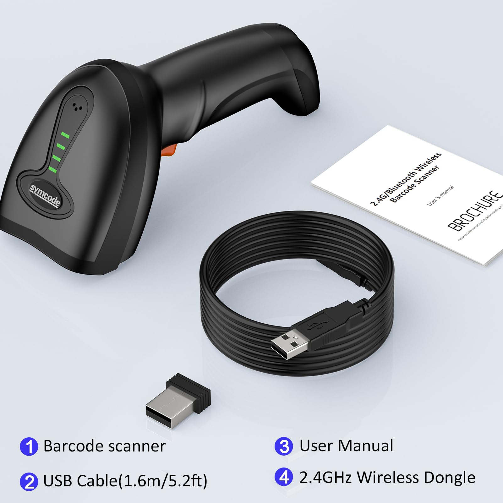 Wireless Barcode Scanner - 3-in-1 Bluetooth 6.0 & USB 2.0 Handheld Laser Reader, Rechargeable 1D Symcode Scanner for Retail, Warehouse & Inventory Management
