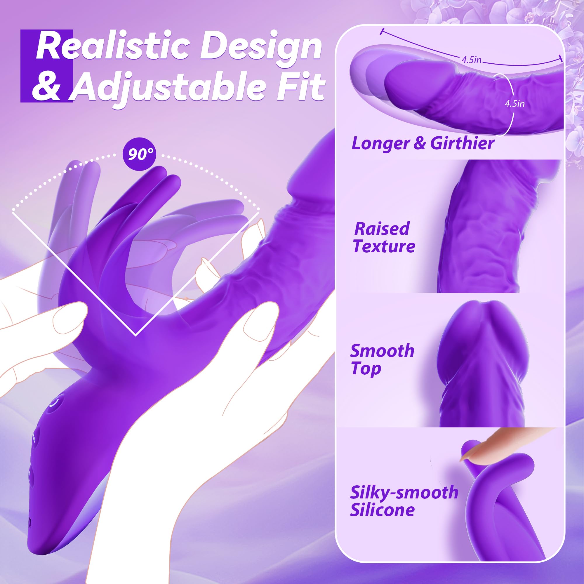 5-in-1 Thrusting G-Spot Vibrator for Women - App Controlled Rabbit Vibrator with 5 Speeds & 5 Thrusting Patterns, Dual-Ended Dildo for Clitoral & Vaginal Stimulation | Perfect for Solo Play, Couples Play & Long Distance Relationships