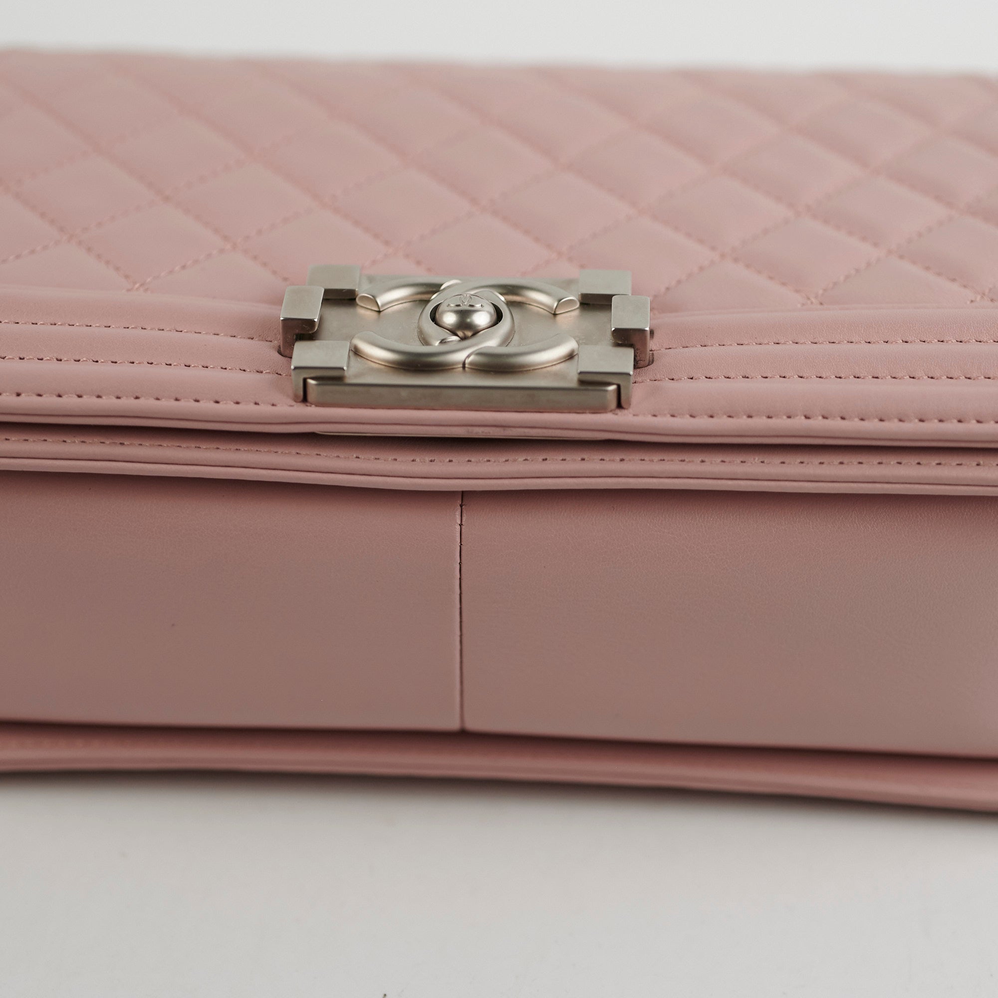 Chanel Old Medium Boy Bag Lambskin Leather Light Pink Crossbody Bag for Women | Luxury Designer Handbag for Parties, Dating & Special Occasions