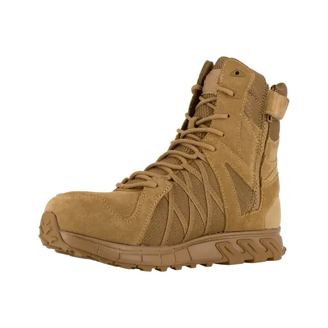 Trailgrip 8 Inch Composite Toe Tactical Military Work Boots for Men - Coyote Brown - Lightweight Safety Shoes for Construction, Hiking & Outdoor Work