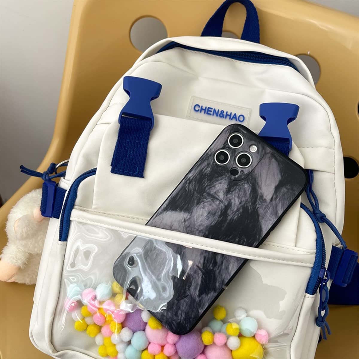 Cute Kawaii Mini Backpack with Pendant - 12.6 Inch Aesthetic Japanese Style Pastel Blue Bag for School, Travel & Cosplay | Perfect for Anime Lovers & Fashion Accessories