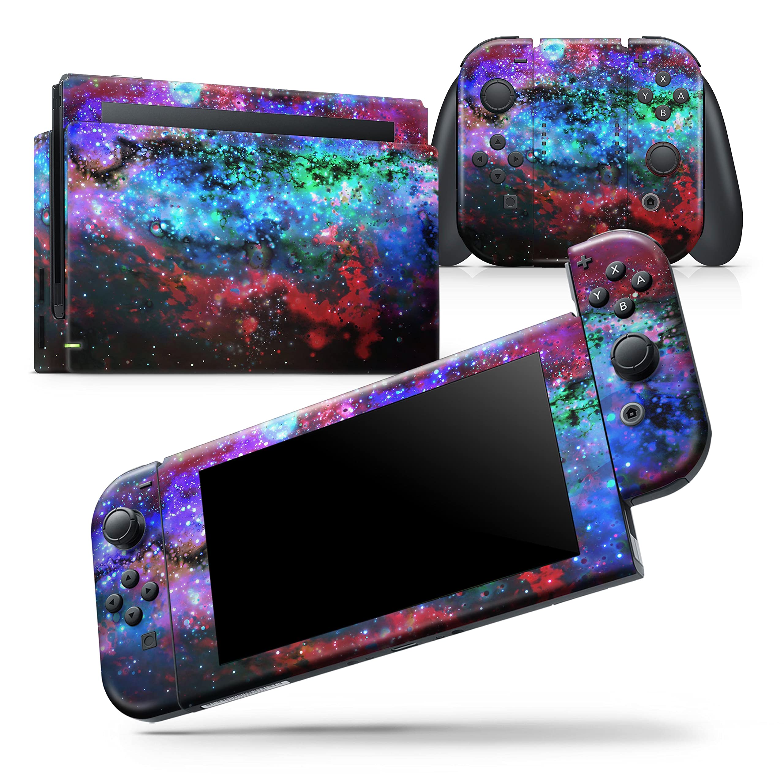 Nintendo Switch Skin Decal - Scratch-Resistant Removable Vinyl Wrap Cover Compatible with Switch Console Bundle - Neon Universe Design for Gaming Protection & Style