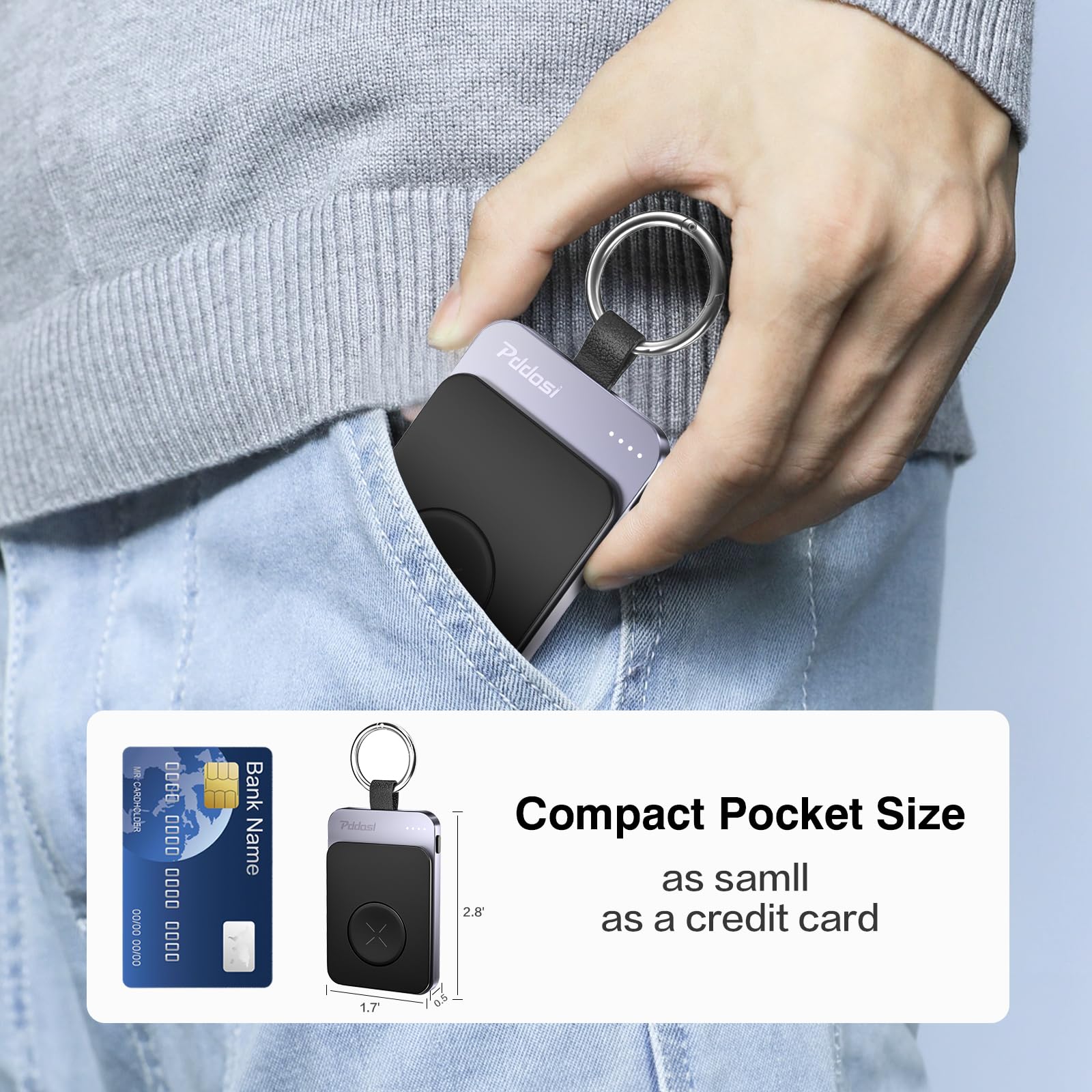 Portable Magnetic Charger for Apple Watch Series 10/9/8/7/6/5/4/3/2/SE/Ultra - 1500mAh Wireless Travel Charger with Keychain (Black) | Perfect for Gym, Travel & Everyday Use