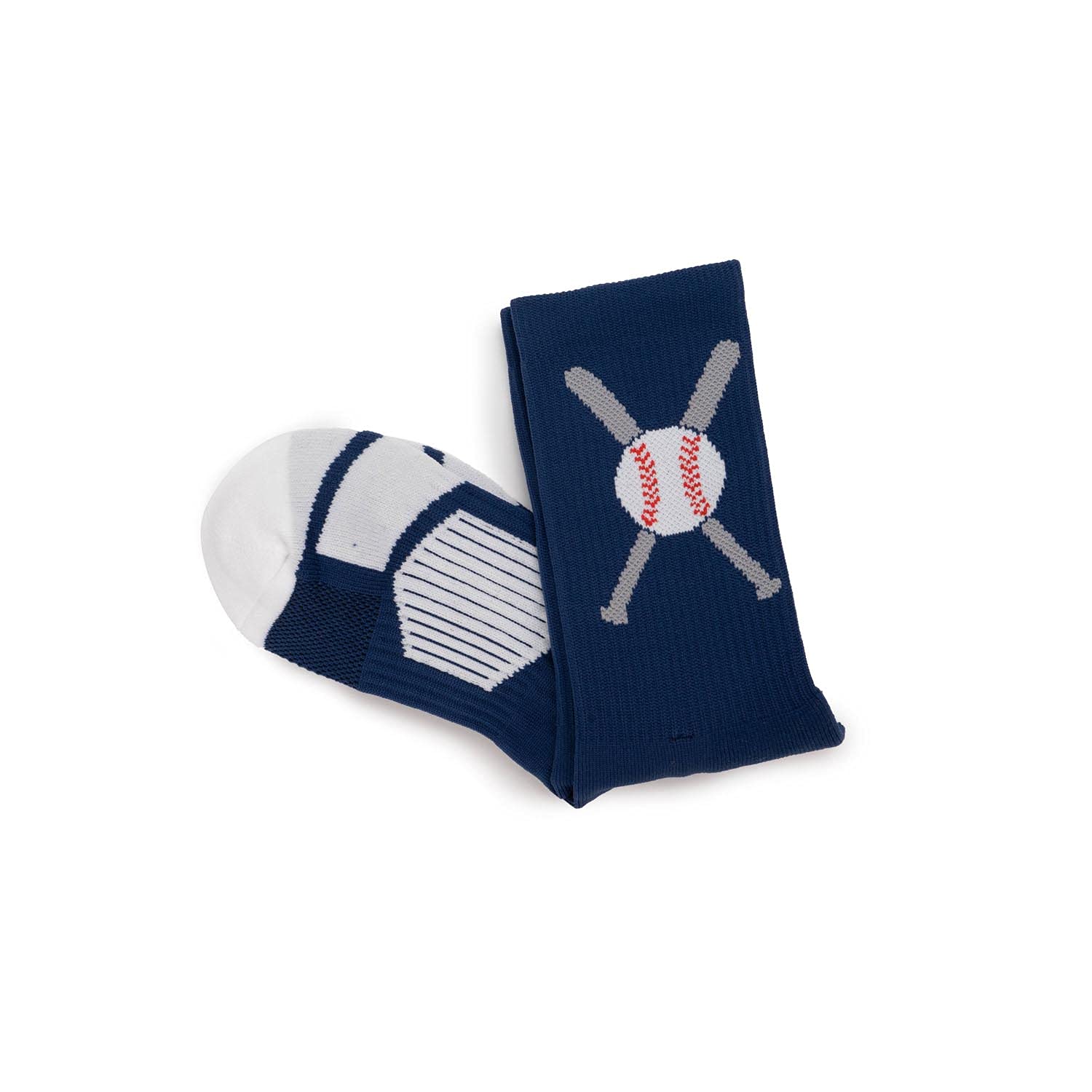 ChalkTalkSPORTS Baseball Performance Crew Socks with Crossed Bats Design - Moisture-Wicking & Cushioned for Youth & Adult Players - Mid-Calf Baseball Socks for Training, Games & Everyday Wear