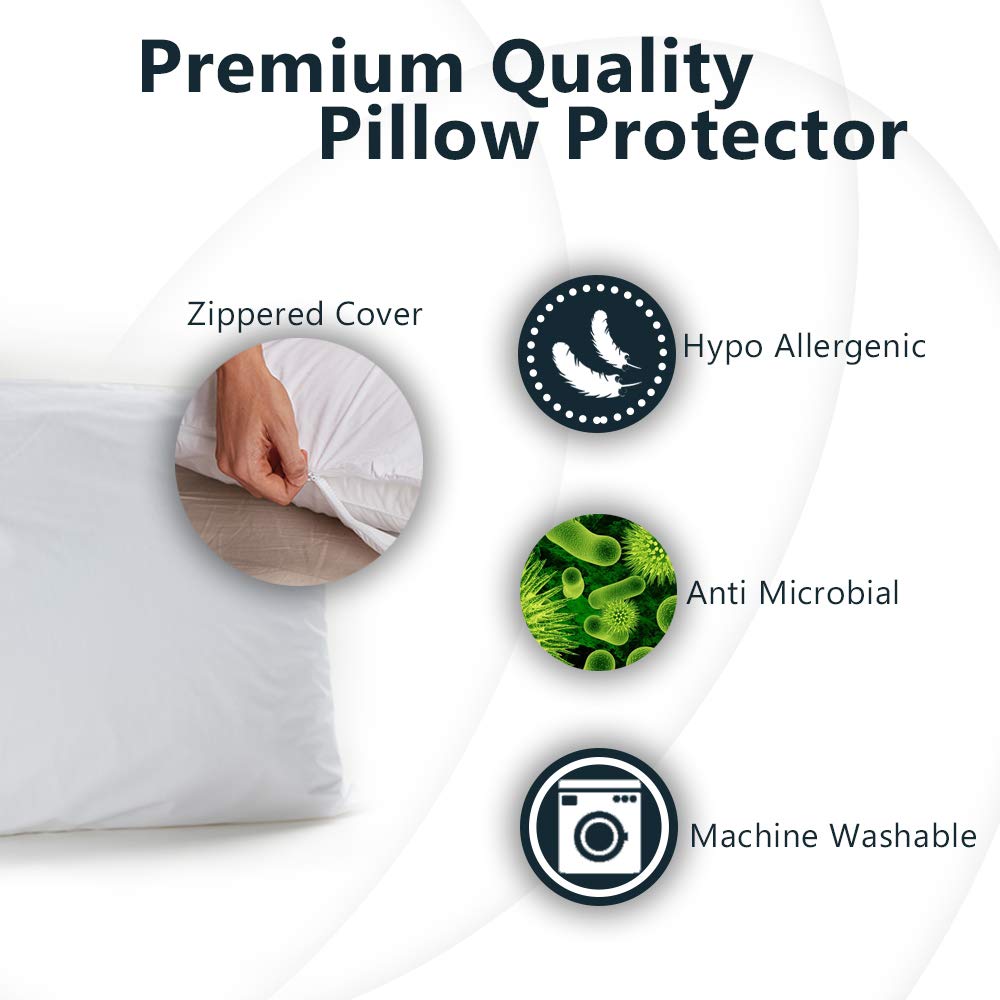 ComfiLife 100% Waterproof Pillow Protectors - Queen Size Zippered Pillowcases for Bedding, Hypoallergenic & Dust Mite Proof - Perfect for Allergy Sufferers, Kids' Beds & Guest Rooms