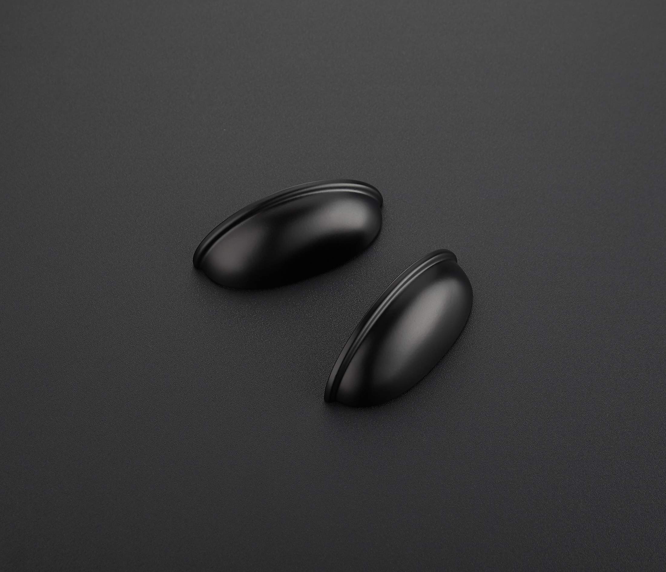 Ravinte 12 Pack 3 Inch Black Cabinet Drawer Pulls - Matte Black Cup Handles for Kitchen Cabinets, Dressers & Furniture (3