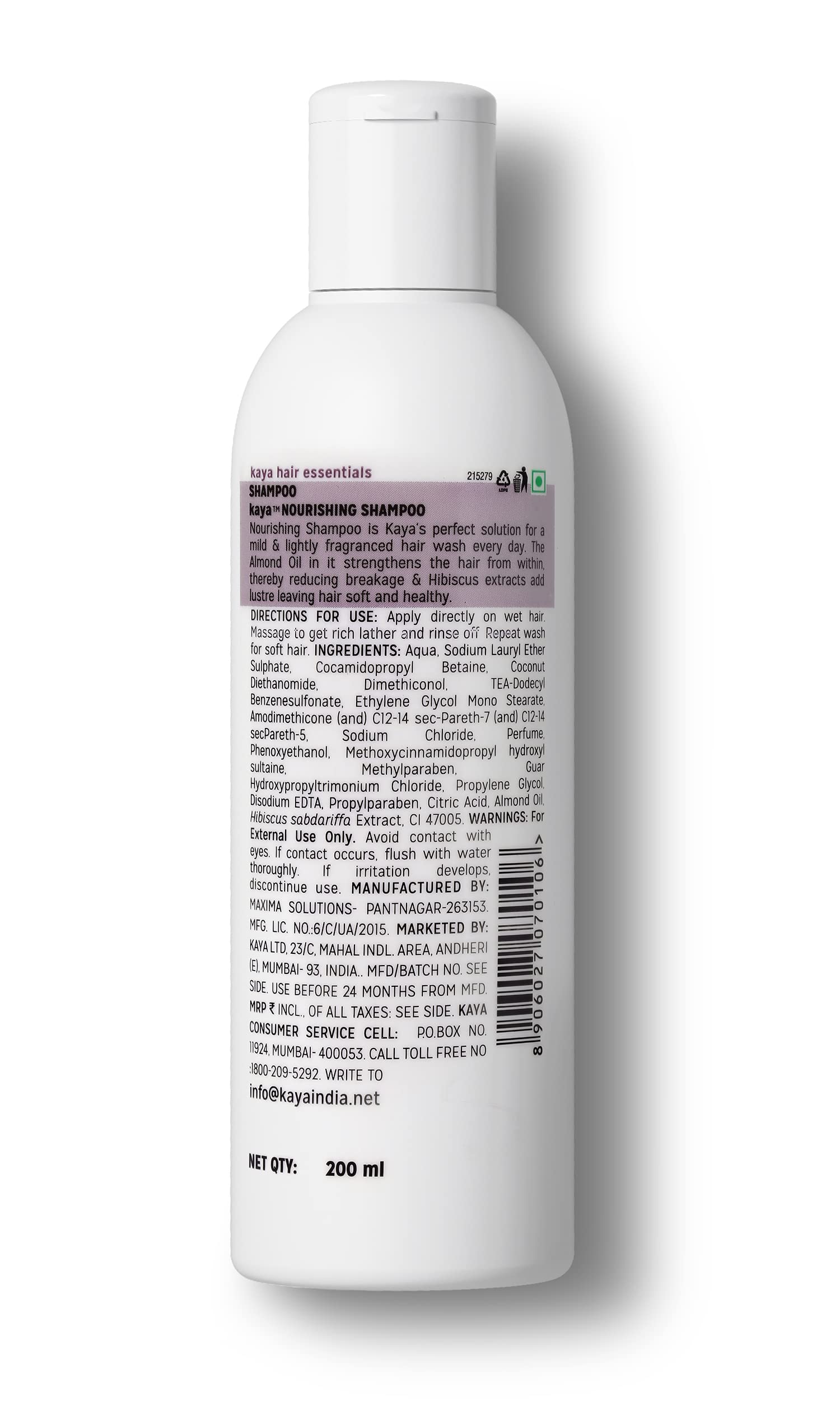 Kaya Clinic Hair Nourishing Shampoo with Hibiscus & Almond Oil - 200ml Anti-Breakage Formula for Softer, Healthier Hair - Perfect for Daily Hair Care & Damaged Hair Repair