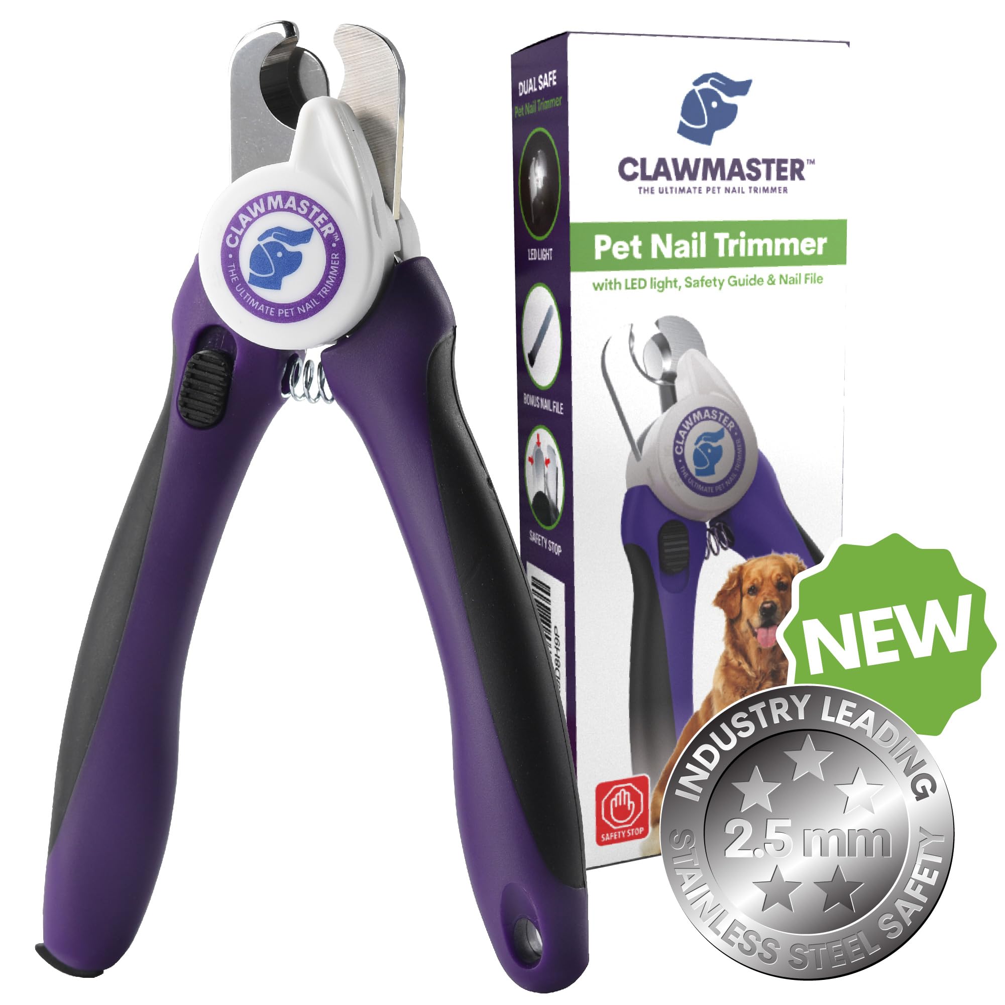 LED Pet Nail Clippers for Dogs & Cats - Illuminated Claw Trimmer with 3.5mm Stainless Steel Blade, Safety Guard & Built-in Light for Safe, Easy Grooming at Home - Perfect for Anxious Pets & DIY Pet Care