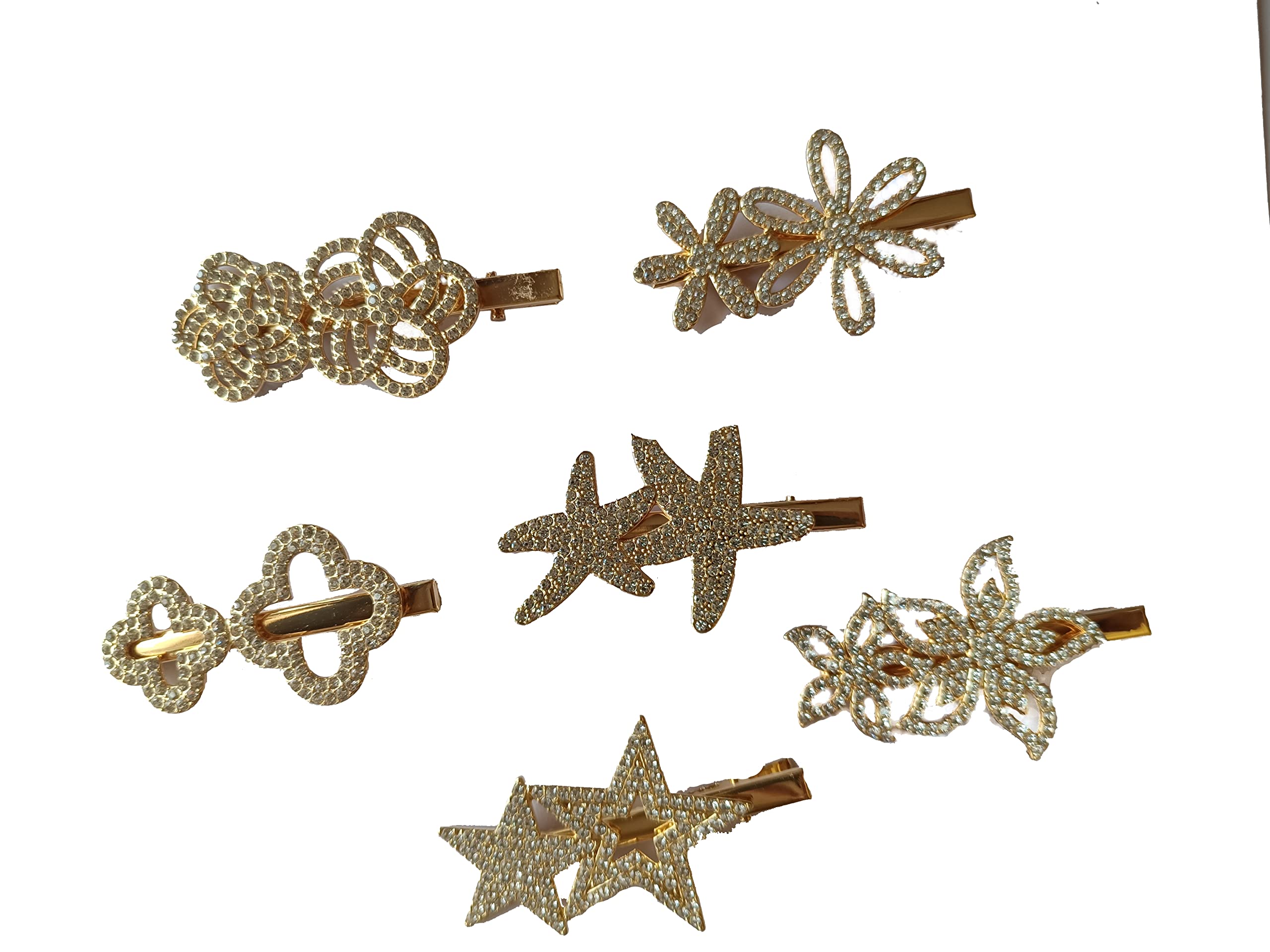 6Pcs Crystal Pearl Letter Hair Clips for Girls - Multicolor Hair Accessories for School, Party, and Everyday Wear