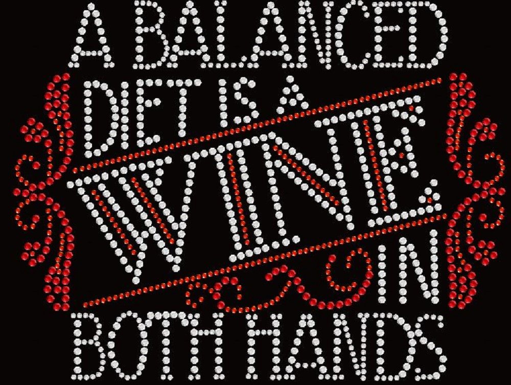 Balanced Diet Rhinestone Iron-On Transfer - DIY Custom T-Shirt, Jacket & Hat Decoration for Fitness & Healthy Lifestyle Enthusiasts