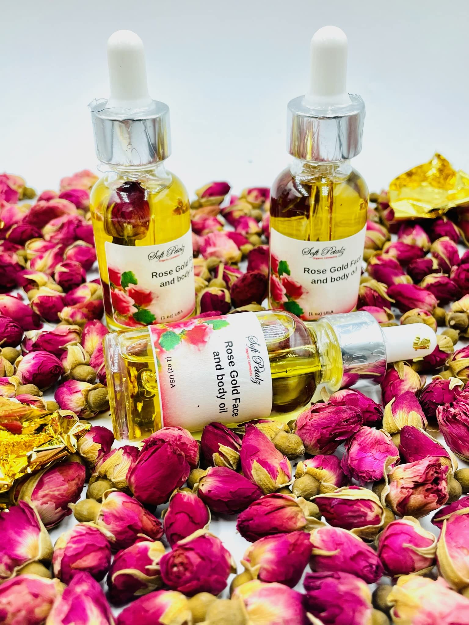 Organic Rose Gold Facial Oil for Glowing Skin - Hydrating & Anti-Aging Face Serum | Perfect for Night Routine & Dry Skin Care