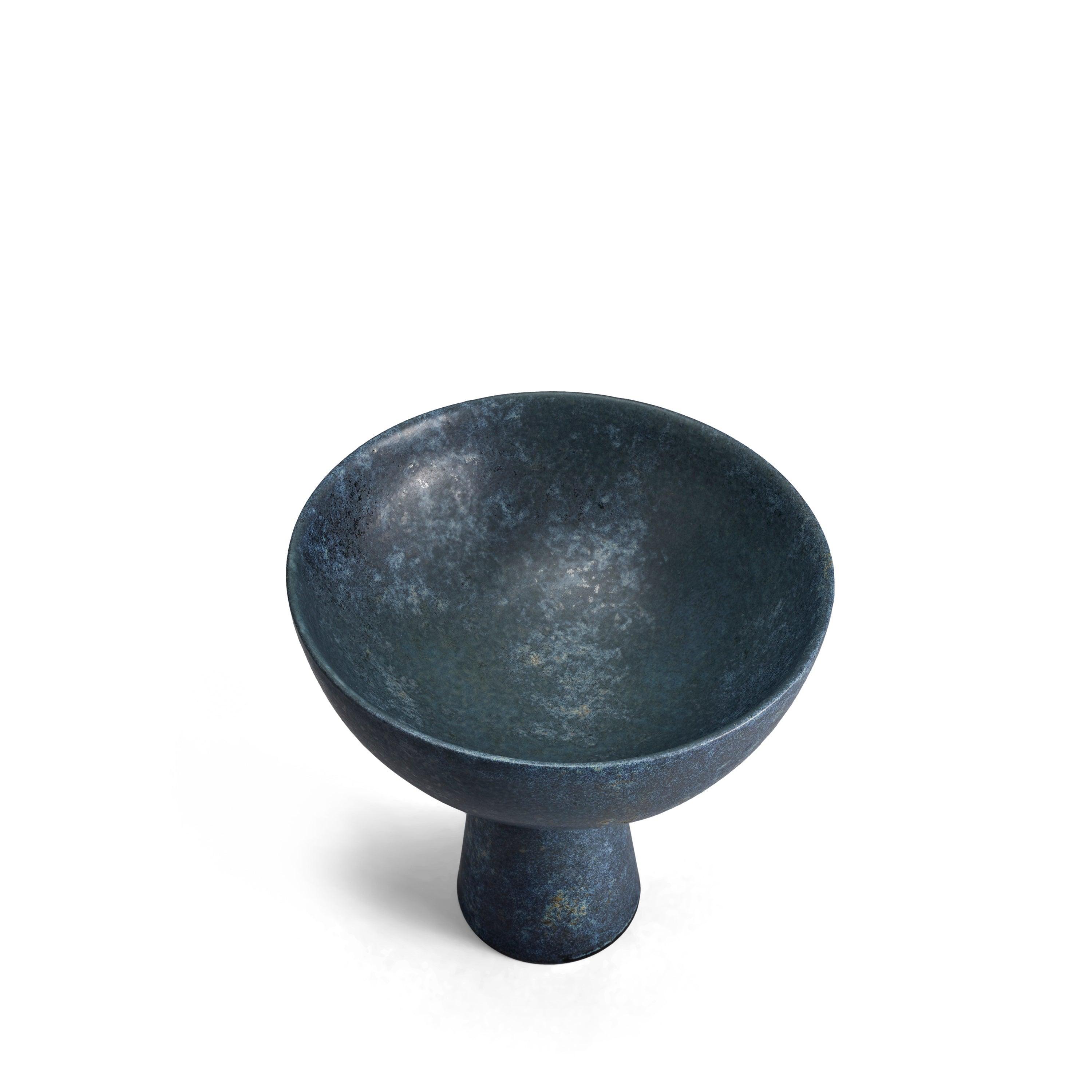 Terra Bowl on Stand - Small Aged Iron Decorative Bowl for Home Decor, Table Centerpiece, and Gift Giving