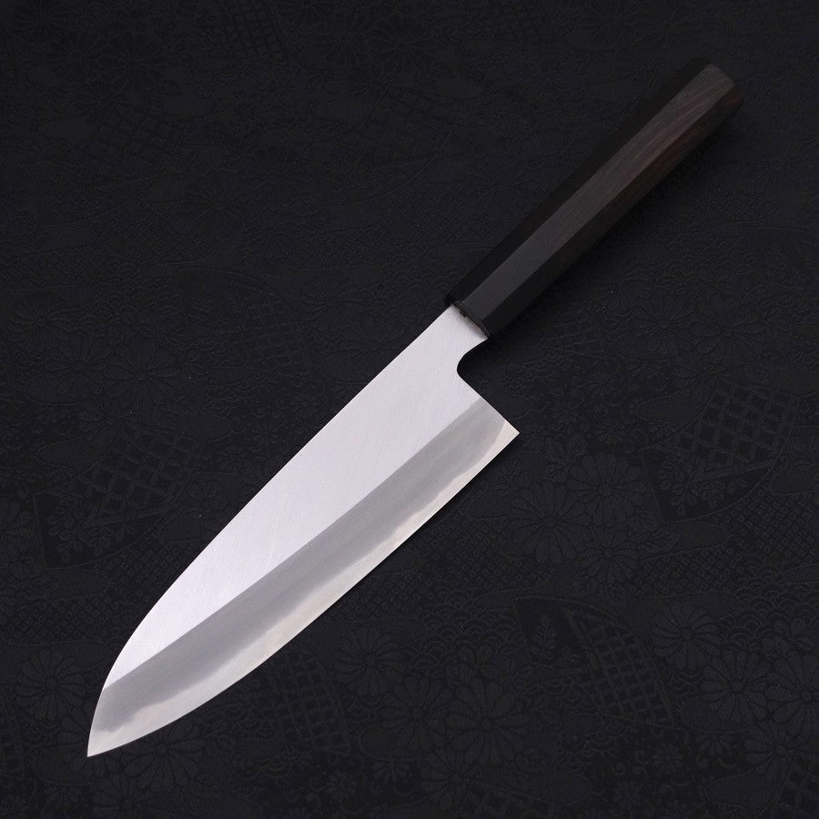 Premium Santoku Knife 180mm - White Steel #2 Kasumi Chokin Samurai Full Moon Blade with Buffalo Ebony Handle - Perfect for Sushi, Vegetables & Meat Cutting - Professional Japanese Kitchen Knife for Chefs & Home Cooks