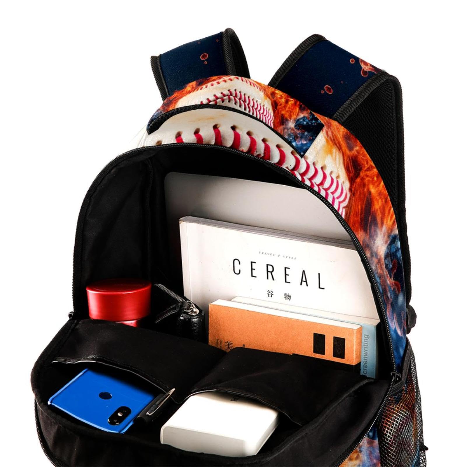 Best Travel & Work Backpack - Lightweight Durable Baseball Flame Sports Water Resistant Backpack for Commuting, Hiking, Gym & Outdoor Adventures