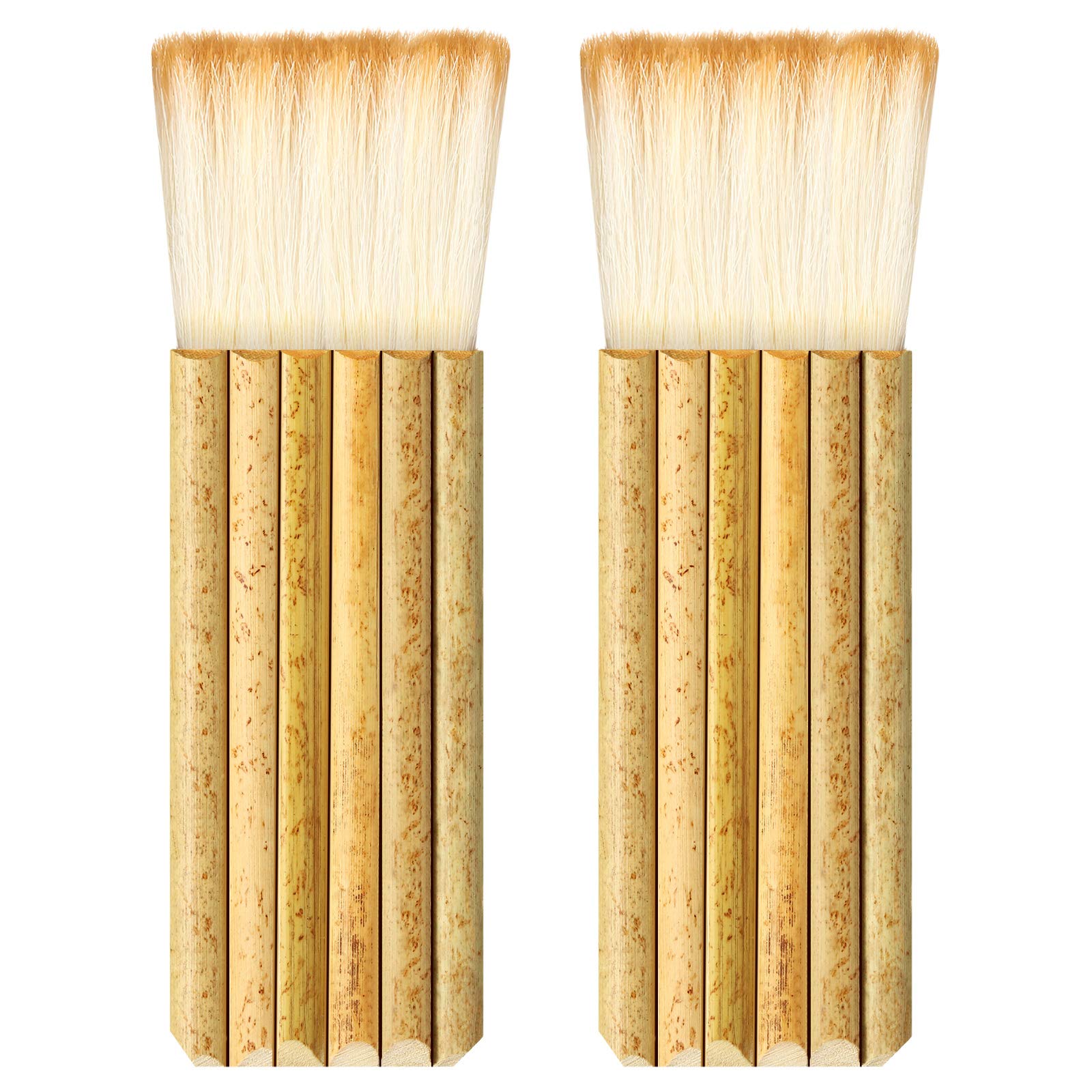Bamboo Paint Brushes for Ceramics & Watercolor - 2-Piece Set for Artists & Crafting