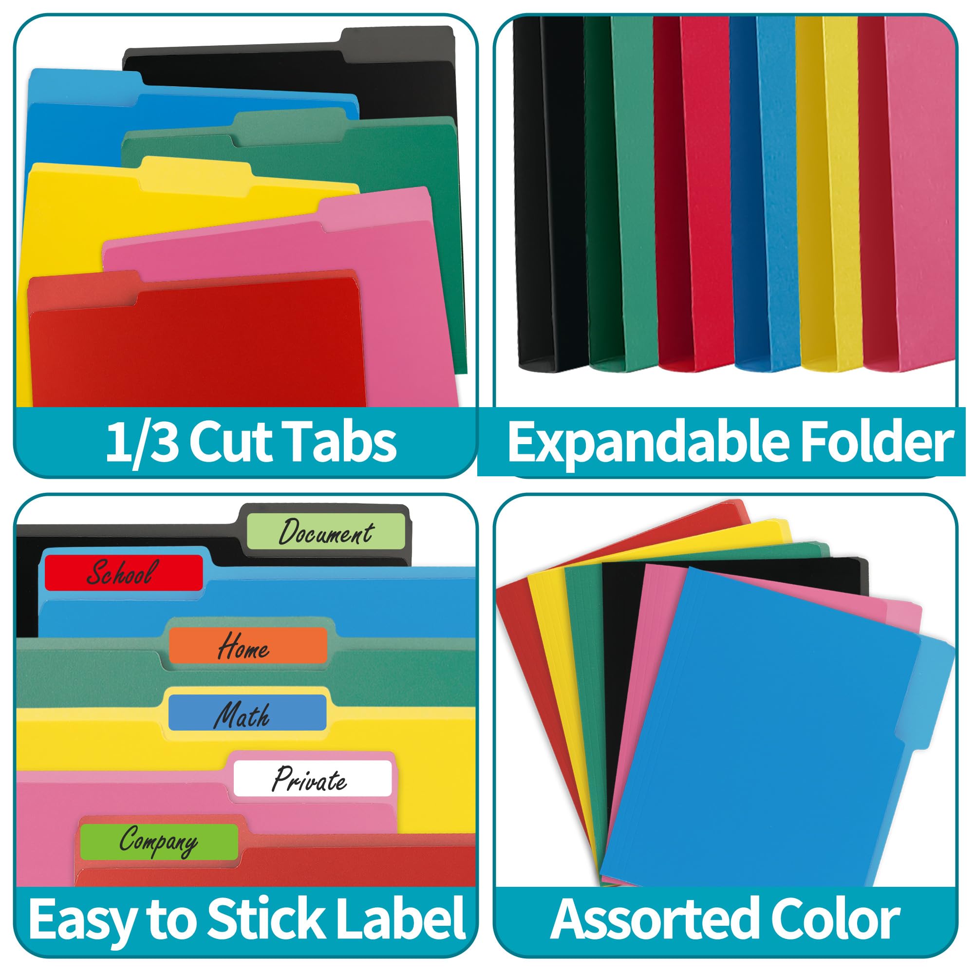 36 Pack Black Letter Size File Folders with 1/3-Cut Tabs (8.5x11) - Office, School & Home Organization Supplies for Filing, Document Storage & Paperwork Management