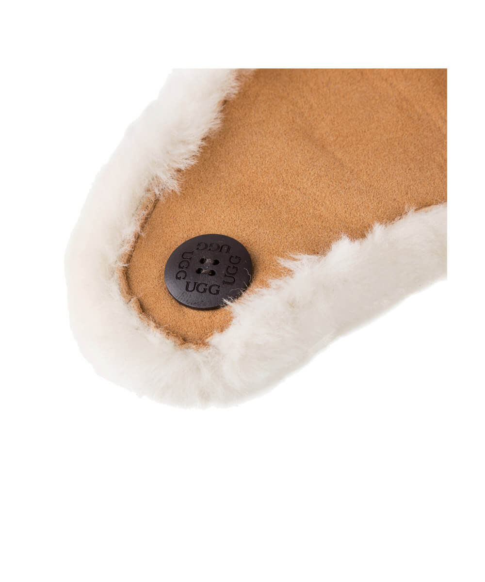 UGG Button Aviator Hat for Women - Winter Fleece Lined Pilot Cap with Ear Flaps - Cozy Cold Weather Accessory for Outdoor Activities, Skiing & Snowboarding