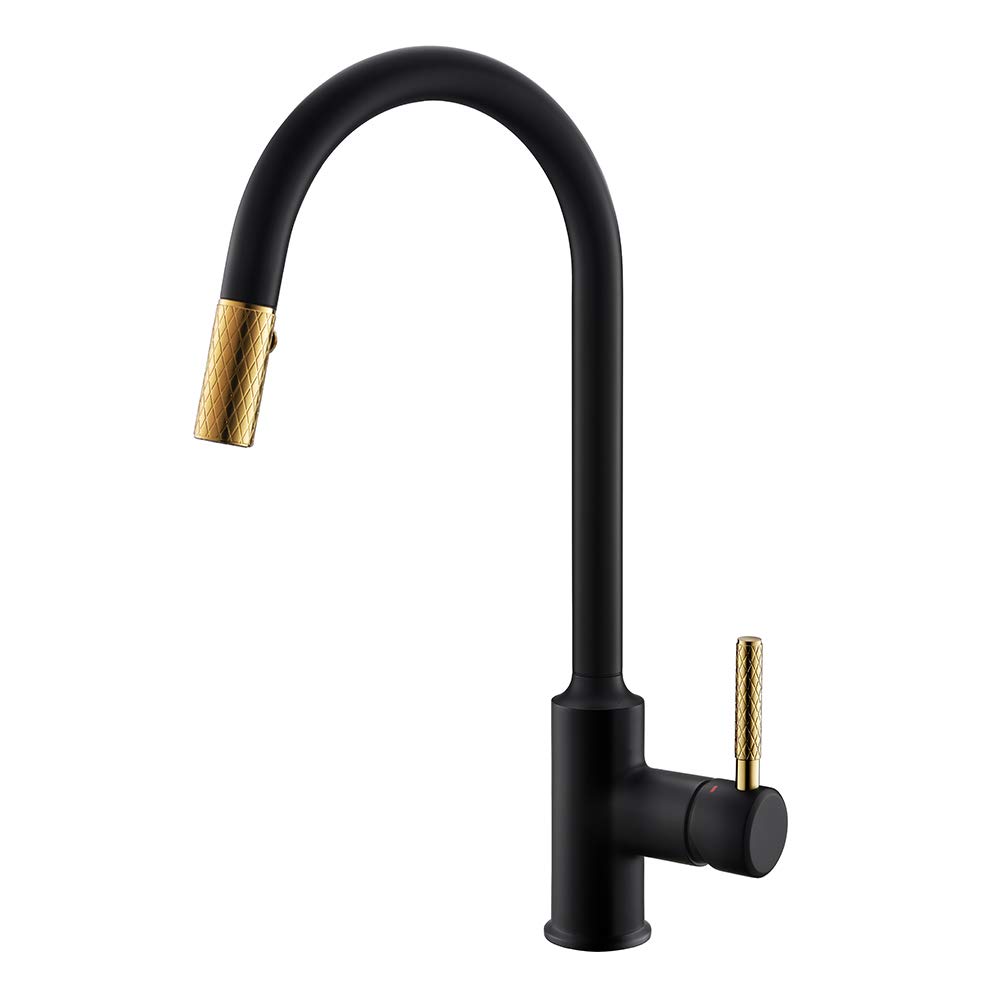 Brass High Arc Kitchen Faucet with Pull Down Sprayer - for Modern Kitchens
