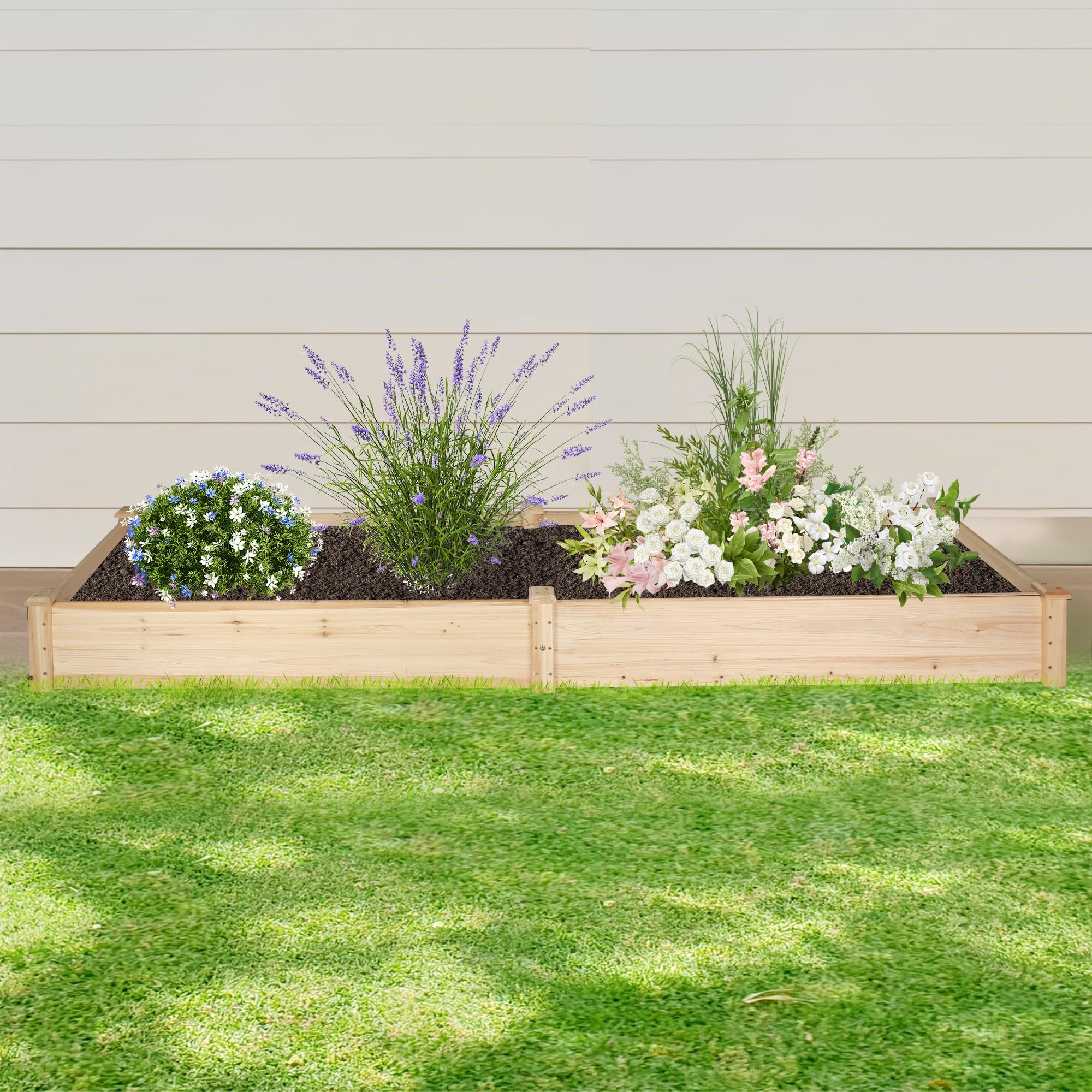 8x2 ft Wooden Raised Garden Bed Kit - Outdoor Elevated Planter Box for Vegetables, Flowers & Herbs | Perfect for Patio, Balcony, Backyard Gardening & Urban Farming