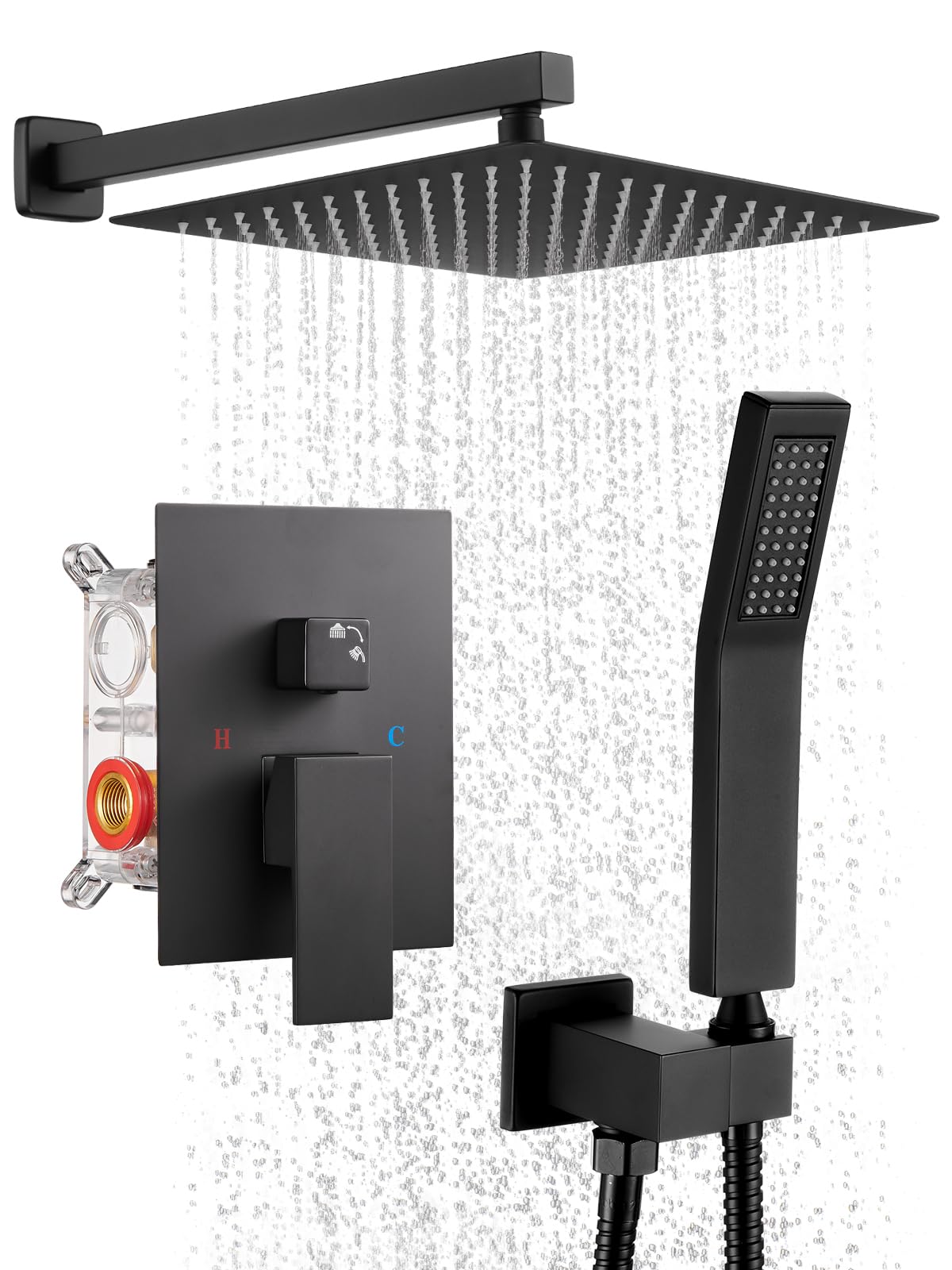 Premium Matte Black Shower System - 10