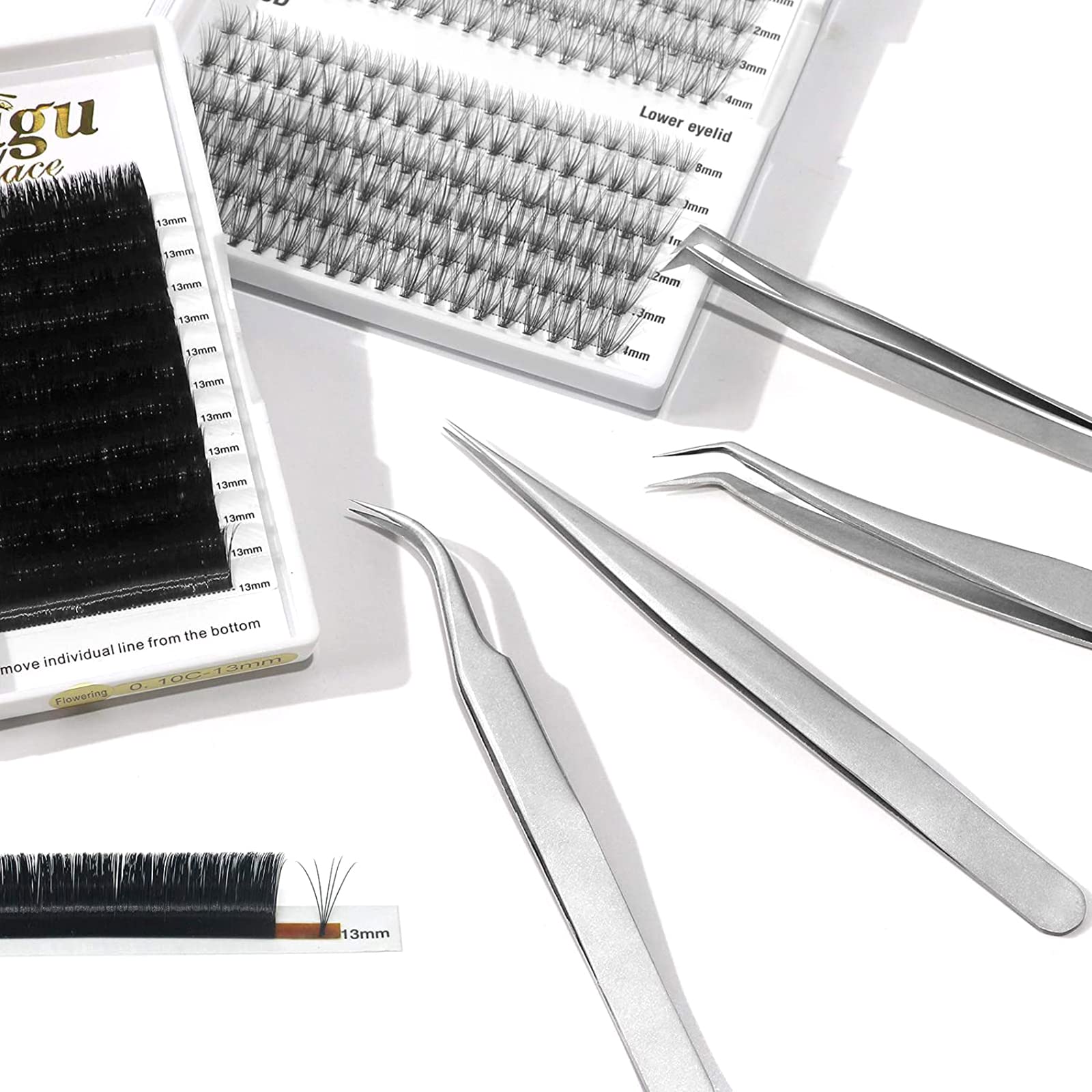 4PCS Professional Lash Tweezers Set - False Eyelash Extension Tools, Eyebrow Tweezers & Nail Art Pliers for Makeup, Hair Styling & Soldering - Perfect for Salon, Home Use & DIY Beauty