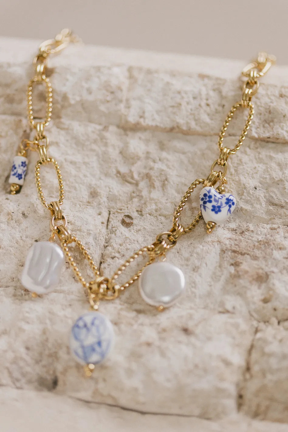 Lousia Blue Bead Charm Necklace for Women - Handmade Bohemian Jewelry Gift for Birthday, Anniversary & Valentine's Day | Perfect for Casual Wear, Date Night & Special Occasions