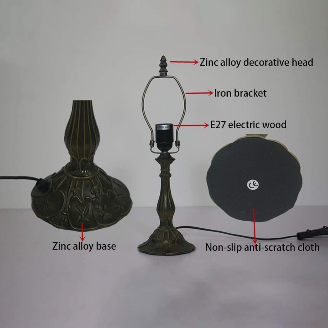 10 Inch Tiffany Style Table Lamp - Mediterranean Stained Glass Desk Lamp for Living Room & Bedroom - E27 Base, Max 40W - Green Decorative Bedside Lamp - Perfect for Home Office, Dorm, or Reading Nook