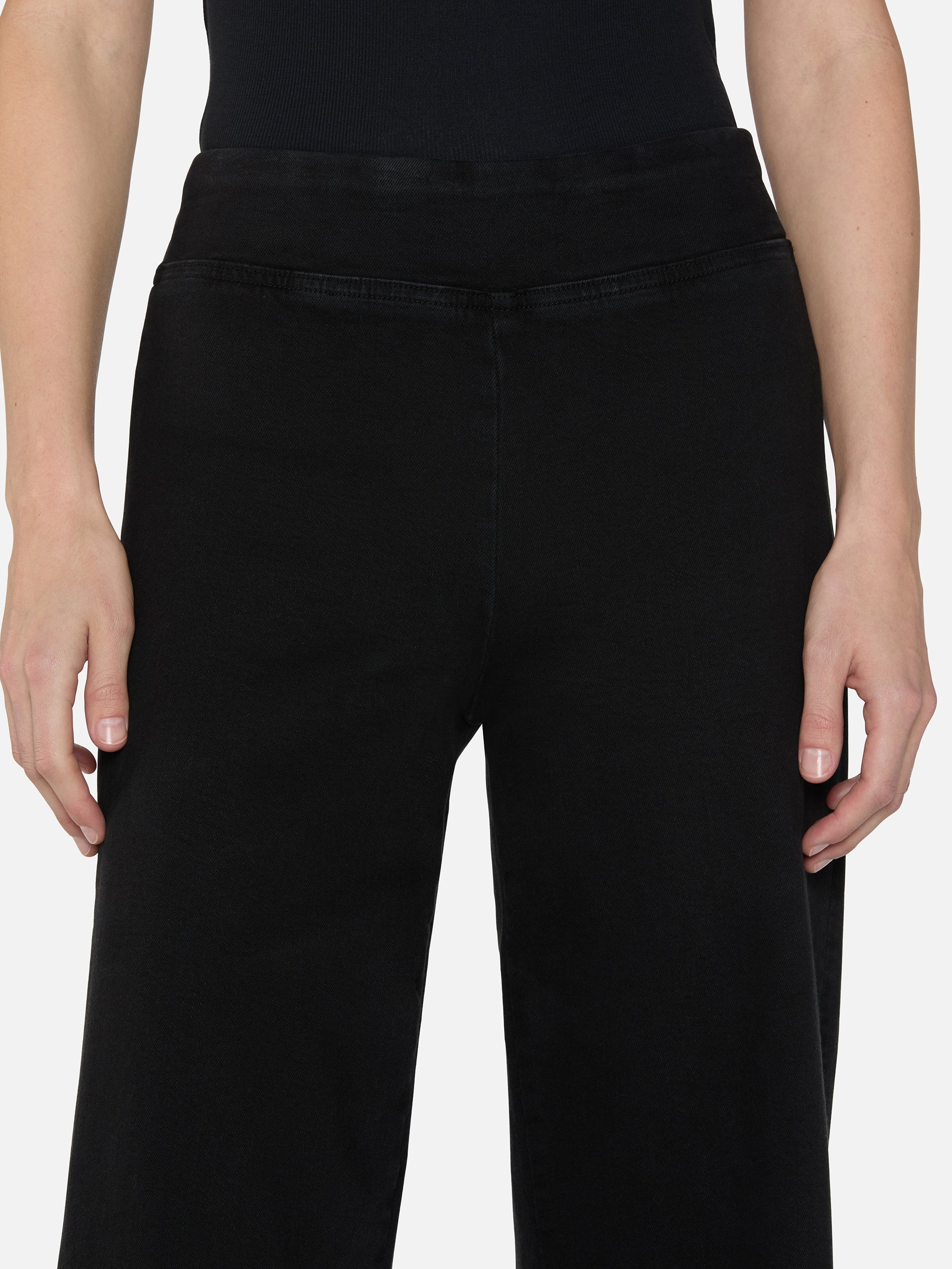 The Jetset Slim Palazzo Pants - Sheen Noir - High Waisted Wide Leg Trousers for Women | Perfect for Office, Travel & Casual Wear