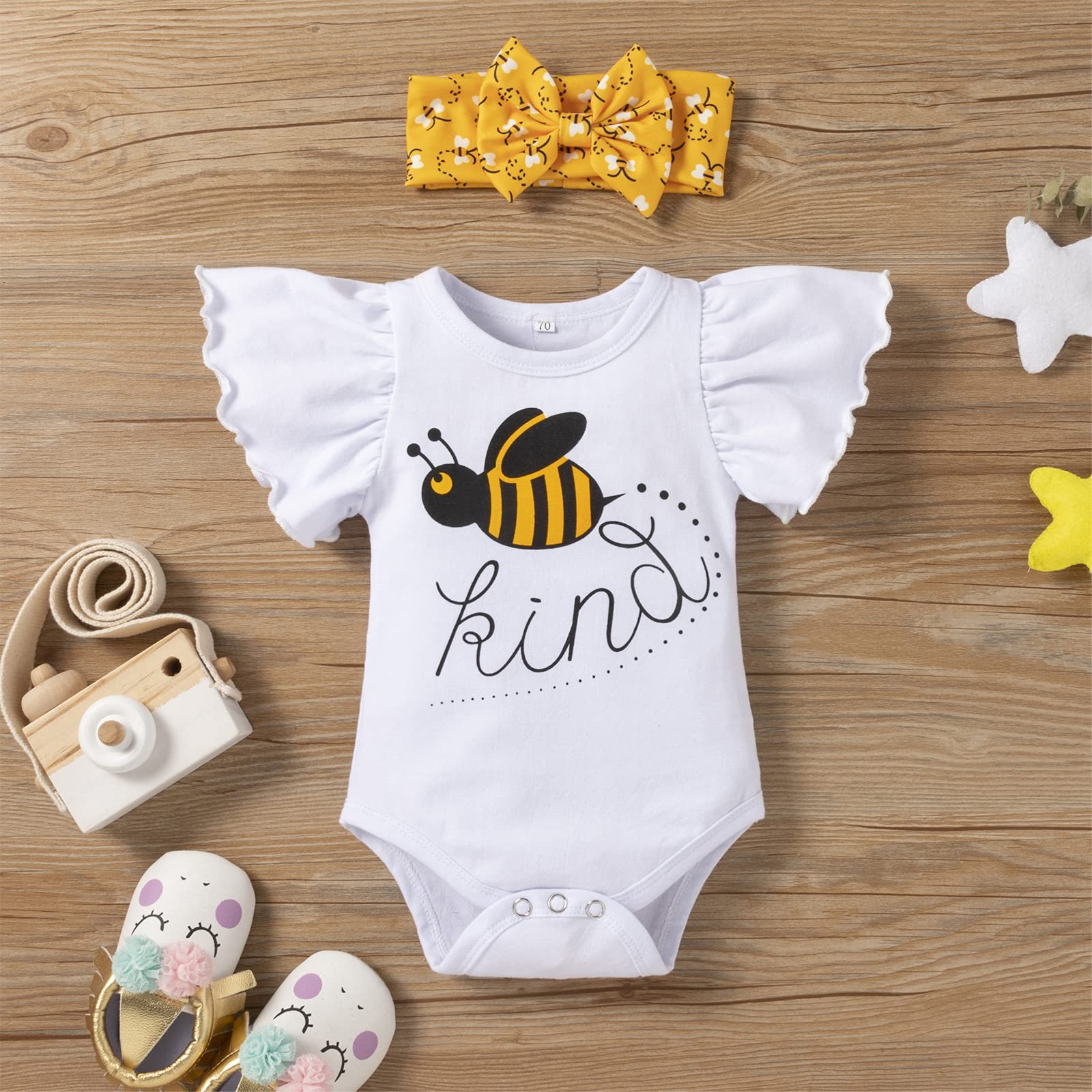 Adorable Baby Girls Summer Outfits - Ruffle Sleeve Fruit Floral Romper with Matching Shorts & Headband 3-Piece Set | Perfect for Beach, Birthday Parties & Family Photos