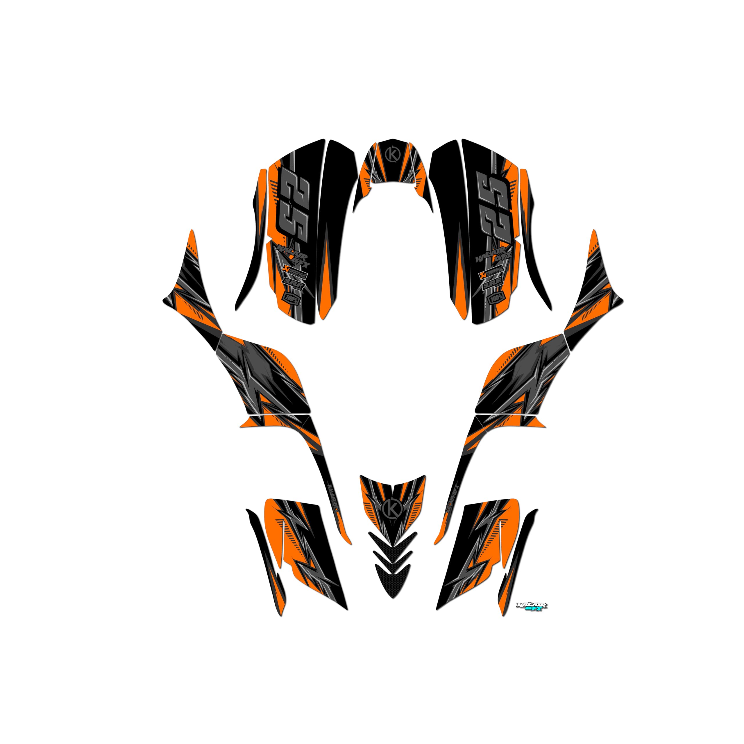 Kawasaki KFX 700 ATV Graphics Kit (2004-2009) - Shred Series Orange & Gray 16 Mil Vinyl Stickers - Dirt Bike, Quad Racing & Motocross Decals - Perfect for Trail Riding, Off-Road Adventures & ATV Customization