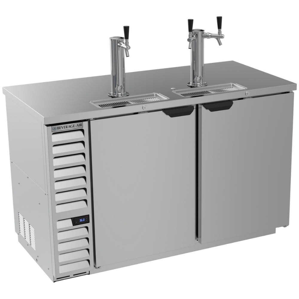 Beverage Air 59 Direct Draw Beer Dispenser - 2 Tap Kegerator with 2 Keg Capacity & Stainless Steel Doors - Perfect for Home Bars, Restaurants, and Commercial Use