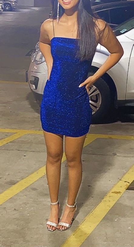 Sparkling Blue Sheath Homecoming Dress - Elegant Short Prom Dress J3976 for Women | Perfect for Parties, Dances & Special Occasions