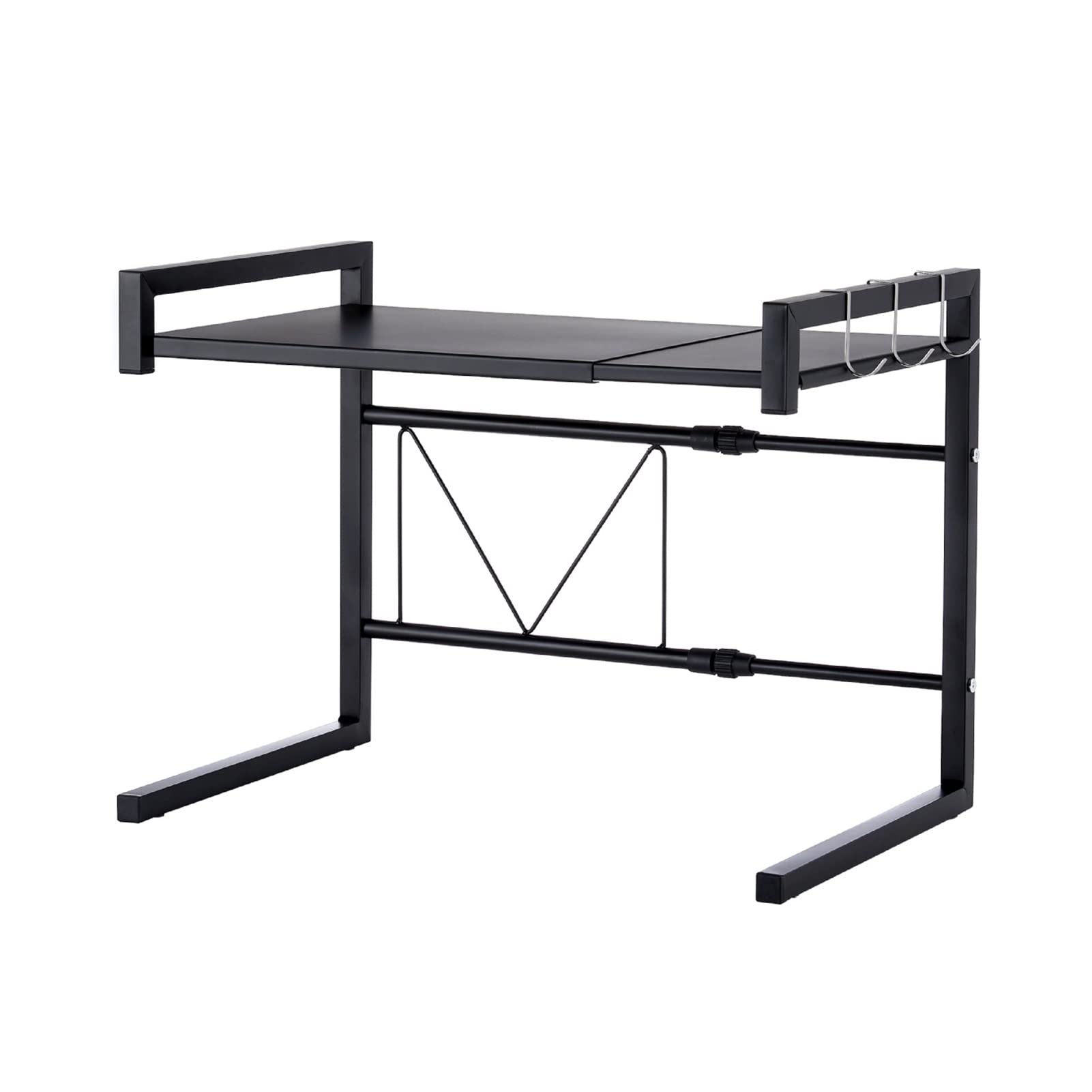 2-Tier Stainless Steel Retractable Microwave Oven Rack - Expandable Kitchen Counter Organizer for Microwave, Rice Cooker & Small Appliances Storage - Perfect for Small Kitchen Space Saving & Countertop Organization
