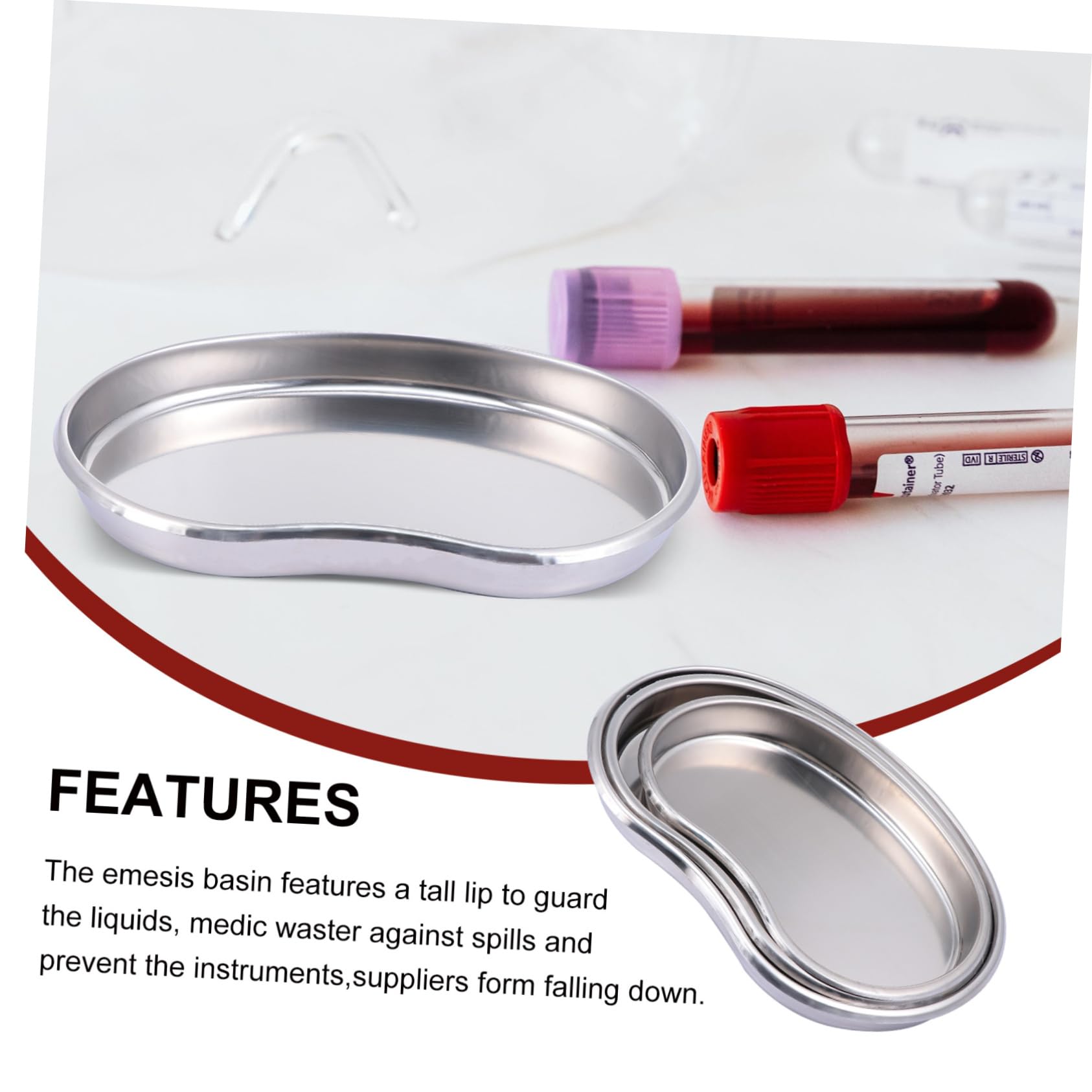 3-Piece Stainless Steel Dental Tray Set - Kidney Dish & Mayo Tray for Medical Clinics, Labs & Dental Offices | Durable Metal Instrument Trays for Surgical Tools, Experiments & Dental Procedures