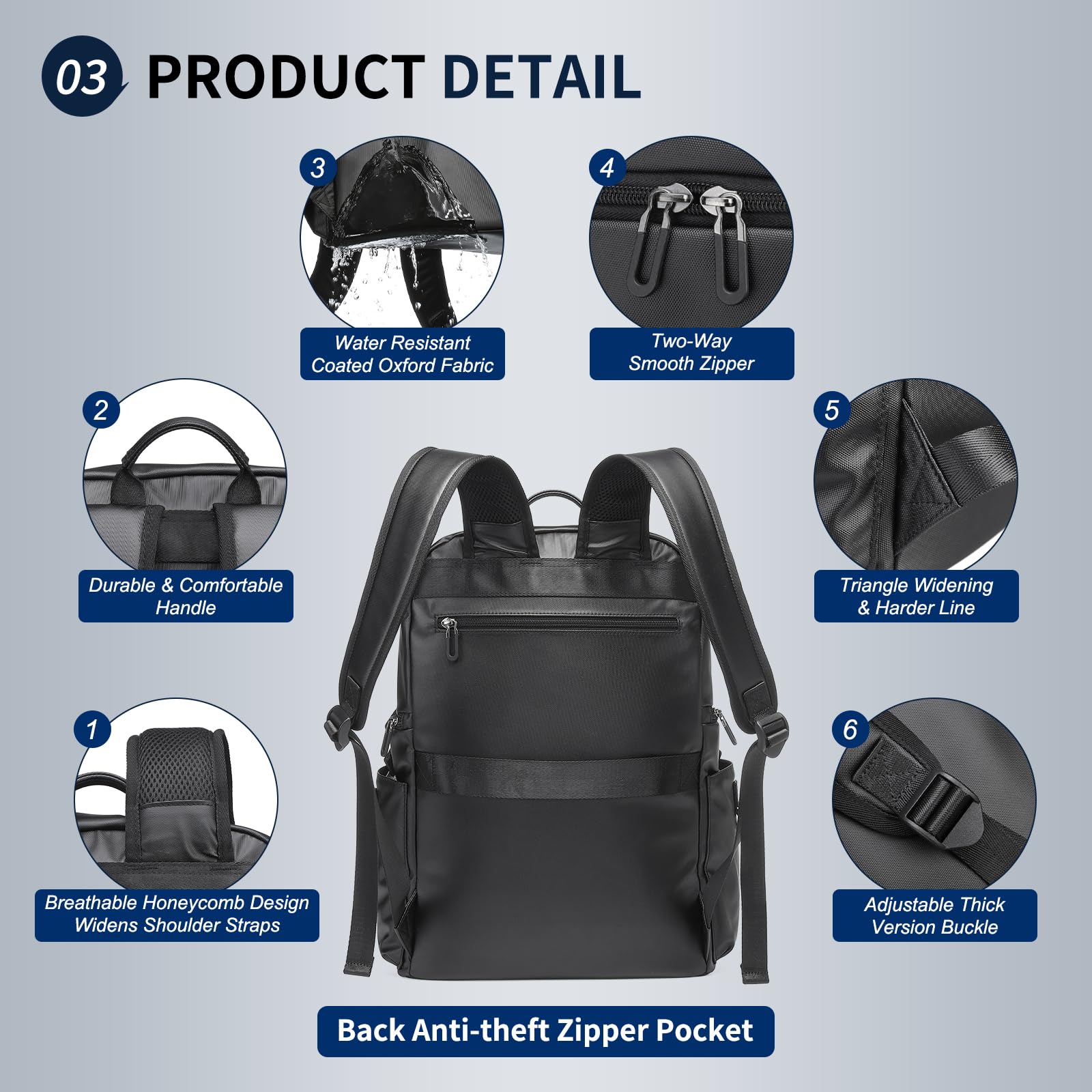Airline Approved 30L Laptop Backpack for Men & Women - Fits 16 Inch Laptops, Oxford Carry-On Luggage - Perfect for Travel, Business, Work & Daily Commute (Black)