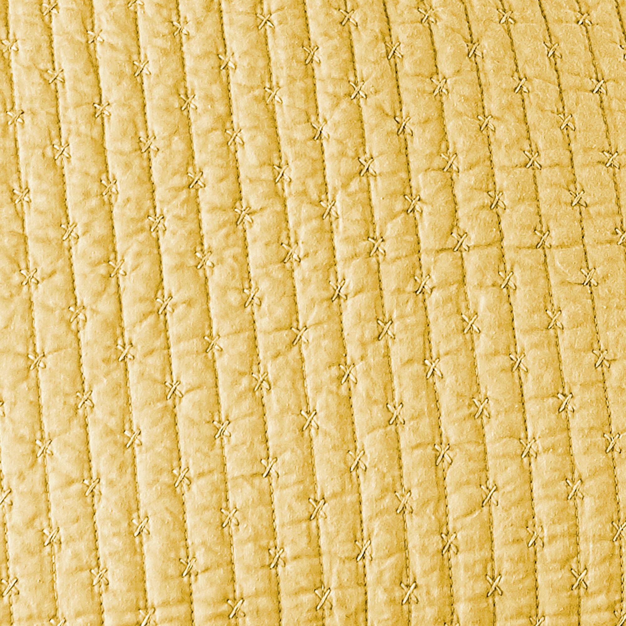 **Levtex Home - 100% Cotton Reversible Cross Stitch Yellow Quilt Set - King/Cal King Size (106x92in) + 2 King Shams (36x20in) - Soft & Breathable Cotton Fabric - Perfect for Bedroom & Guest Room Decor**