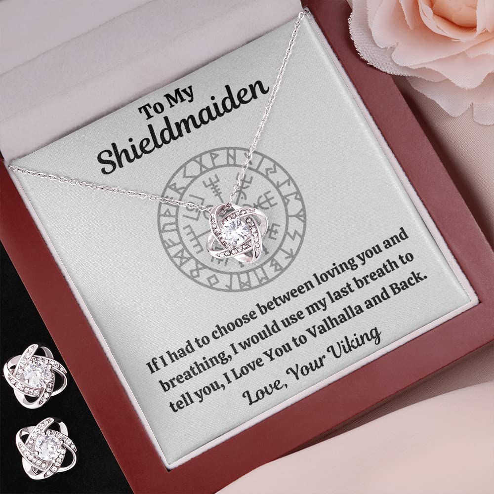Viking Jewelry for Women - Shieldmaiden Necklace Gift Set with LED Earrings | Perfect for Norse Lovers & Unique Gifts