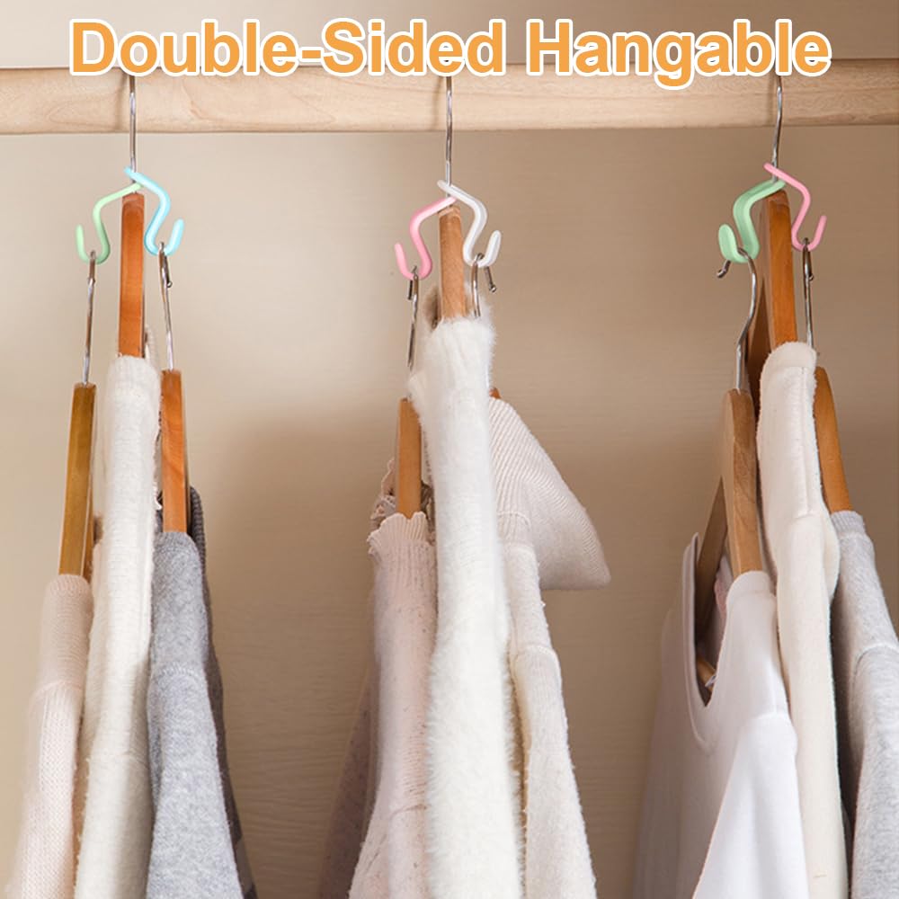 60pcs Multicolor Plastic Clothes Hanger Connector Hooks - Space Saving Closet Organizer for Plastic, Wooden & Wire Hangers | Perfect for Small Closets, Laundry Rooms & Travel Packing