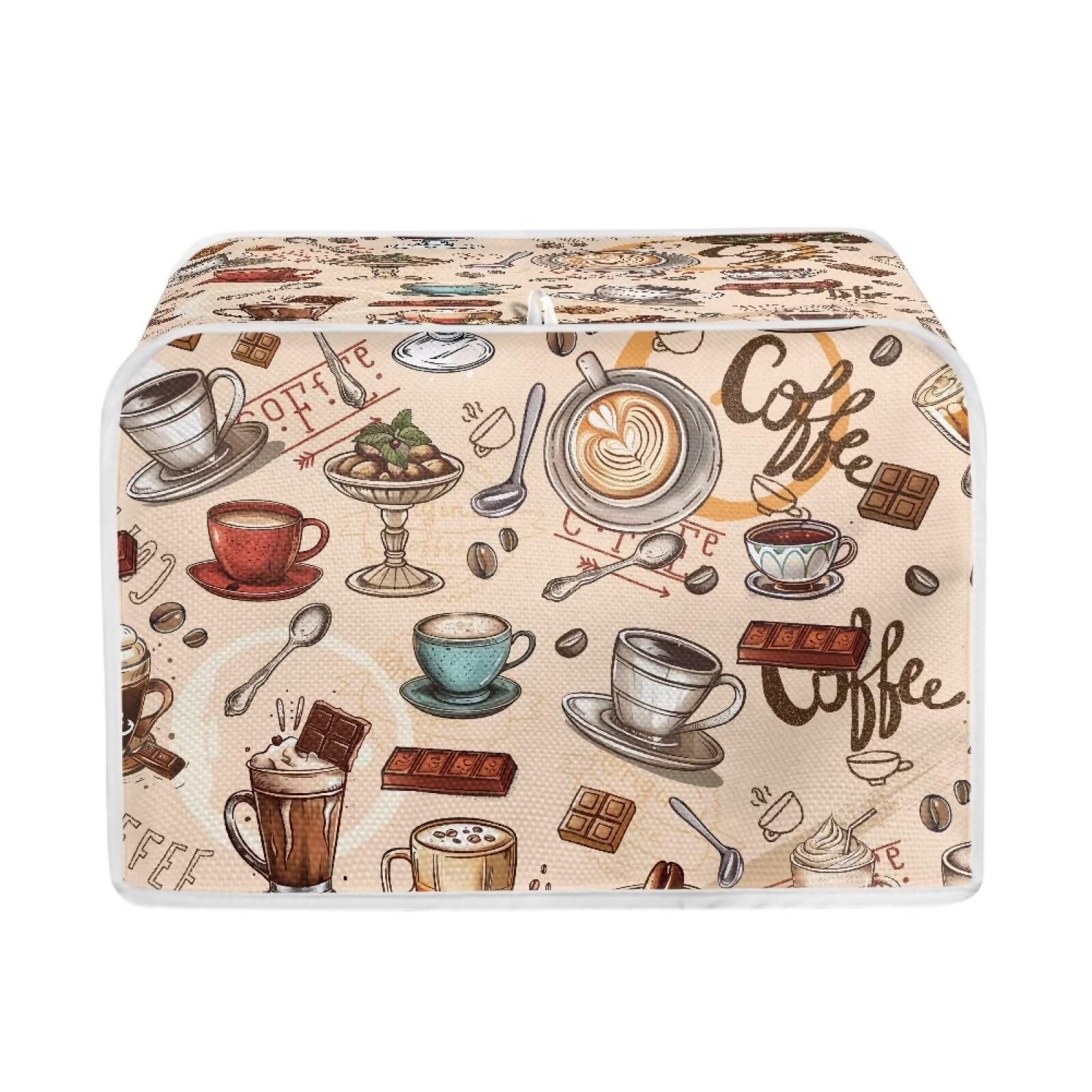 2 Slice Toaster Cover - Dustproof, Stain & Waterproof Kitchen Appliance Protector with Chocolate Coffee Print - Perfect for Small Toaster Ovens & Countertop Protection