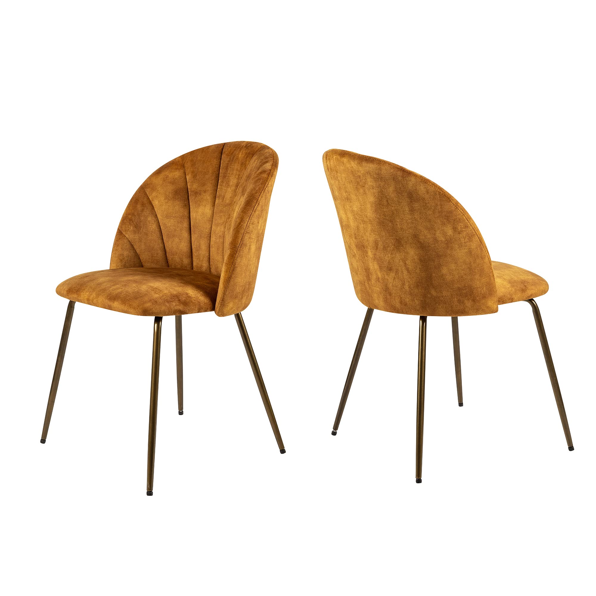 Velvet Brown Dining Chairs with Brass Legs - Mid Century Modern Upholstered Accent Chairs Set of 2 for Kitchen, Living Room & Dining Room - Perfect for Home Decor, Entertaining Guests & Cozy Seating