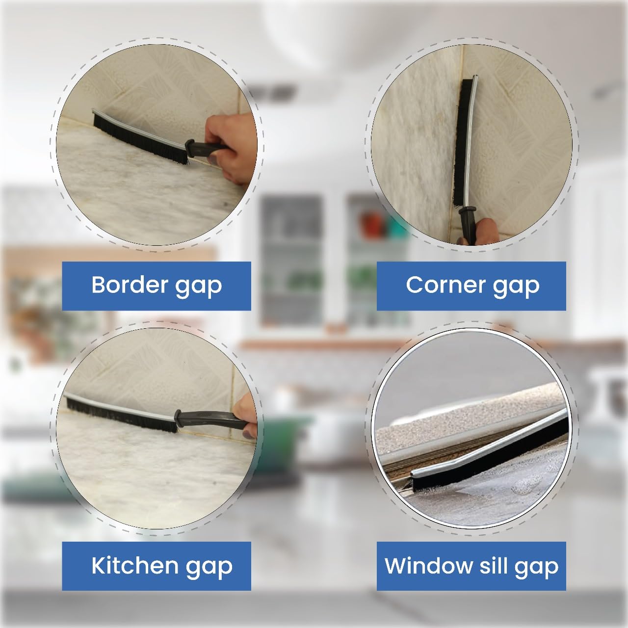 3-Pack Heavy Duty Crevice Cleaning Brushes - Multi-Purpose Gap & Tight Space Cleaner with Hard Bristles for Bathroom, Kitchen, Car Detailing - Small Cleaning Brushes for Grout, Window Tracks, Appliances