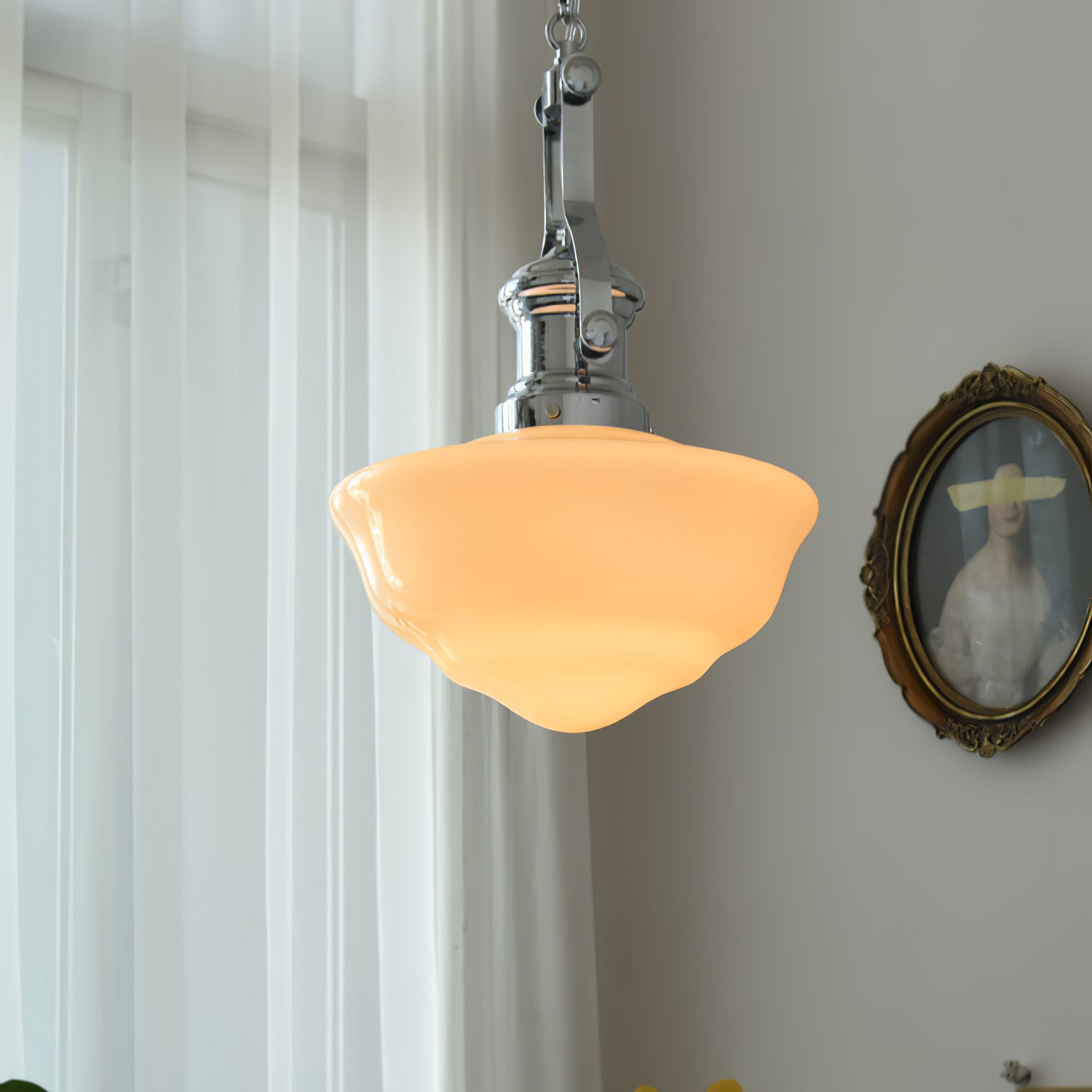 Vintage Schoolhouse Pendant Light - Industrial Classroom Chandelier with Clear Glass Shade | Perfect for Kitchen Island, Dining Room, and Entryway Lighting